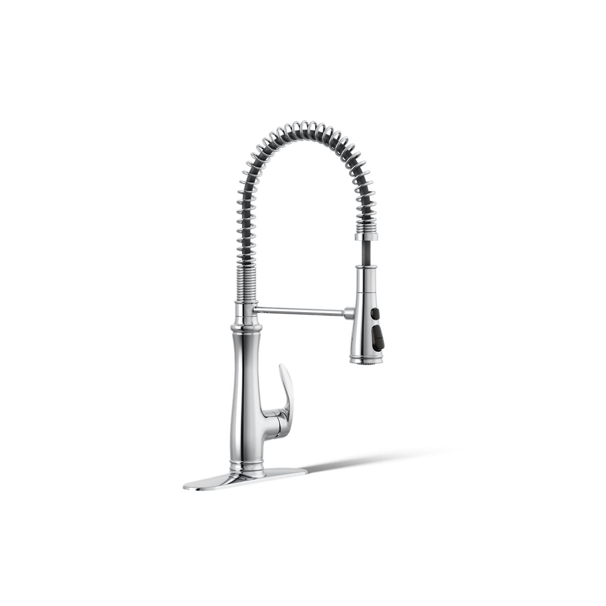KOHLER K-29106-CP Bellera Pre-Rinse Spring Polished Chrome Single Handle Deck-mount Pull-down Kitchen Faucet with Sprayer