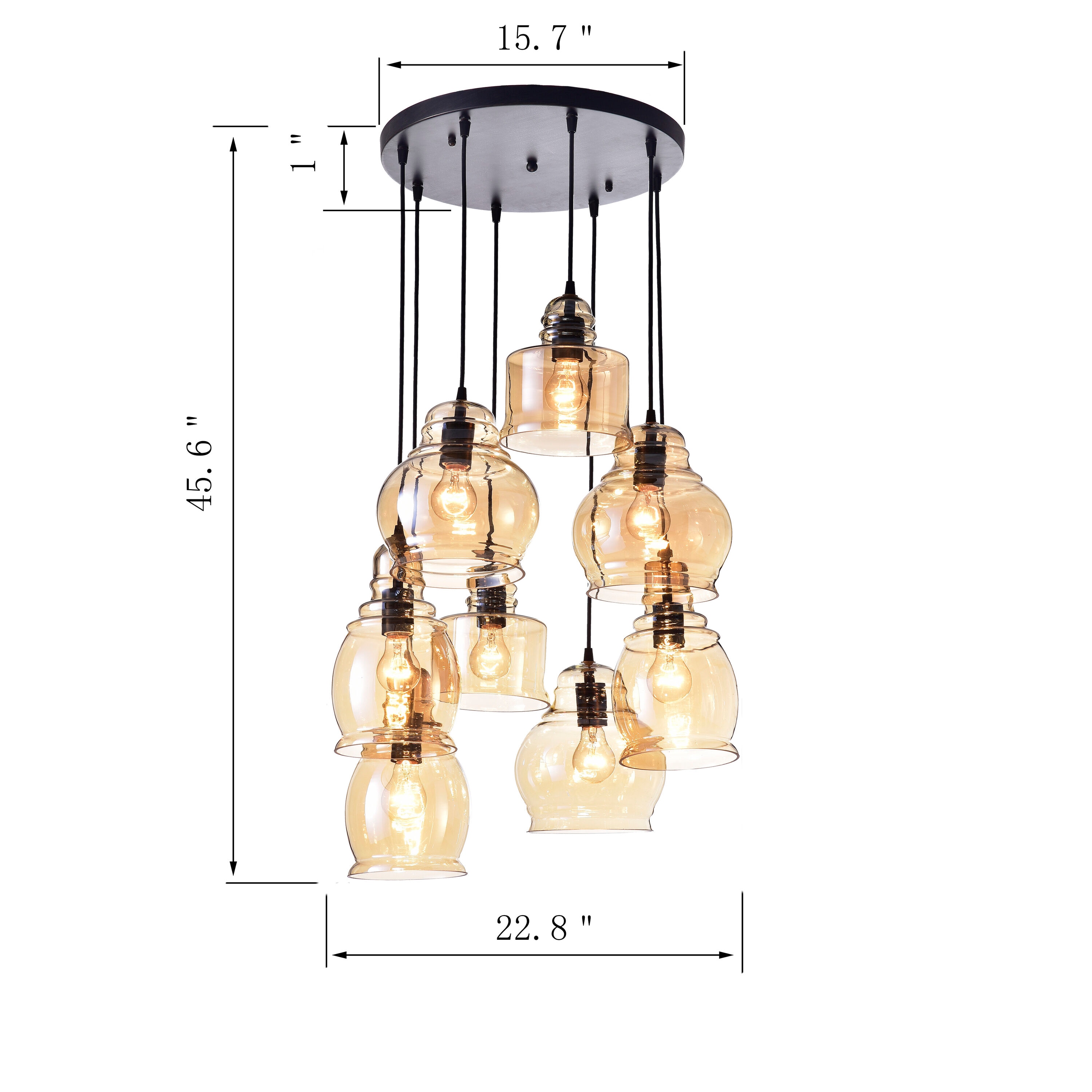 Mariana cognac glass cluster pendant clearance
