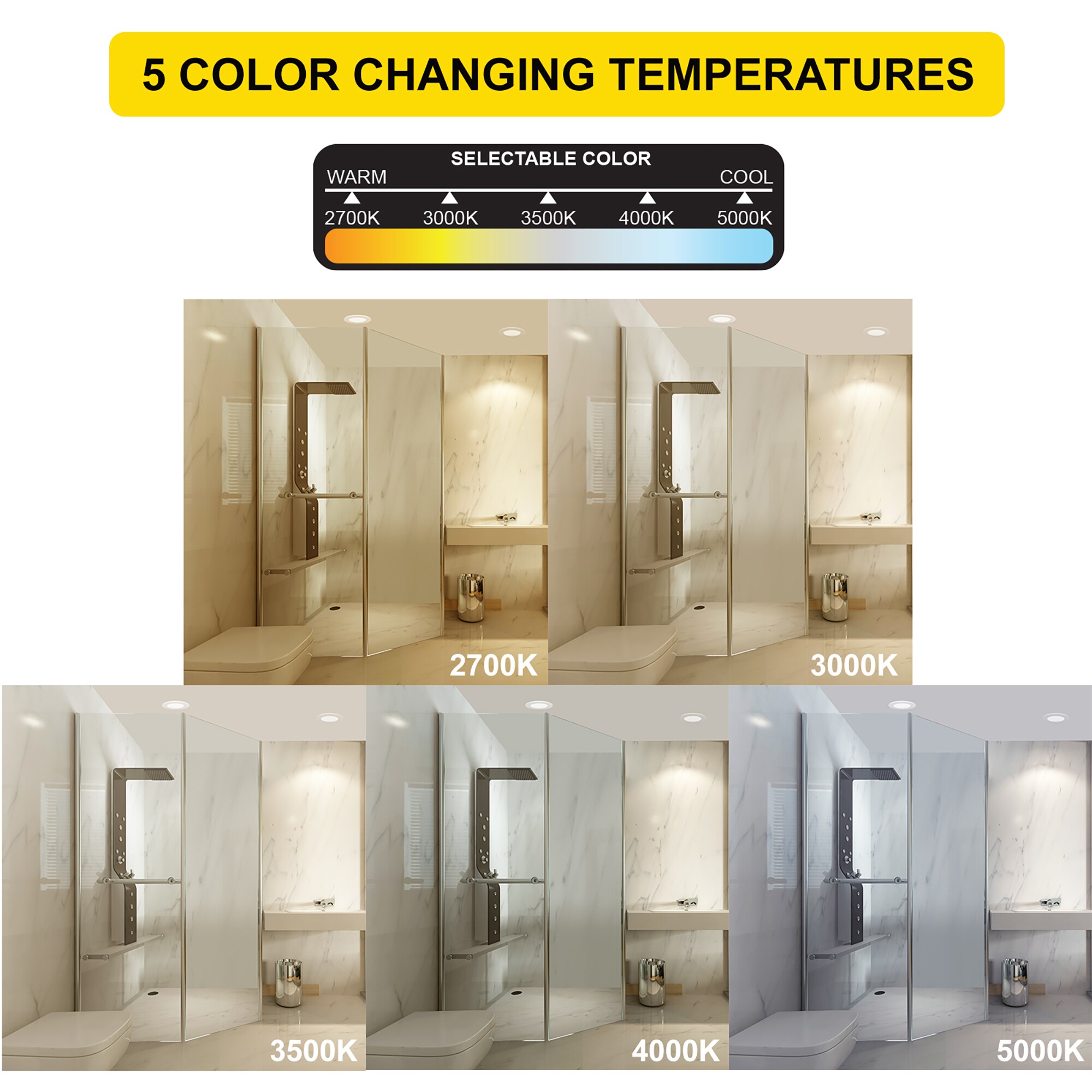 12-Pack White Aluminum Square LED Recessed Lights with Dimmable Feature