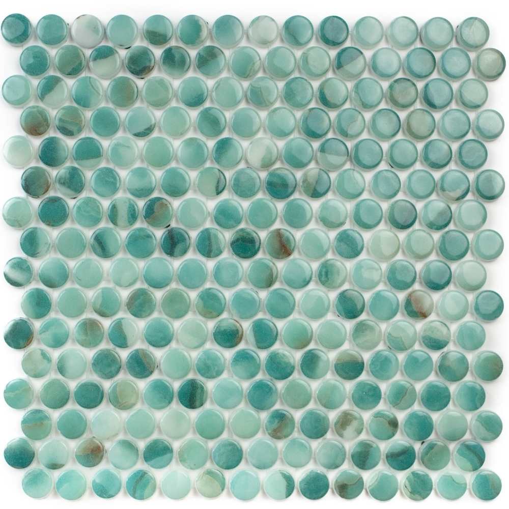 The Tile Life GPENNBLISKE1 Eterna Penny Kena 12-in x 12-in Glossy Glass Mosaic Floor and Wall Tile (0.88-sq. ft/ Piece)