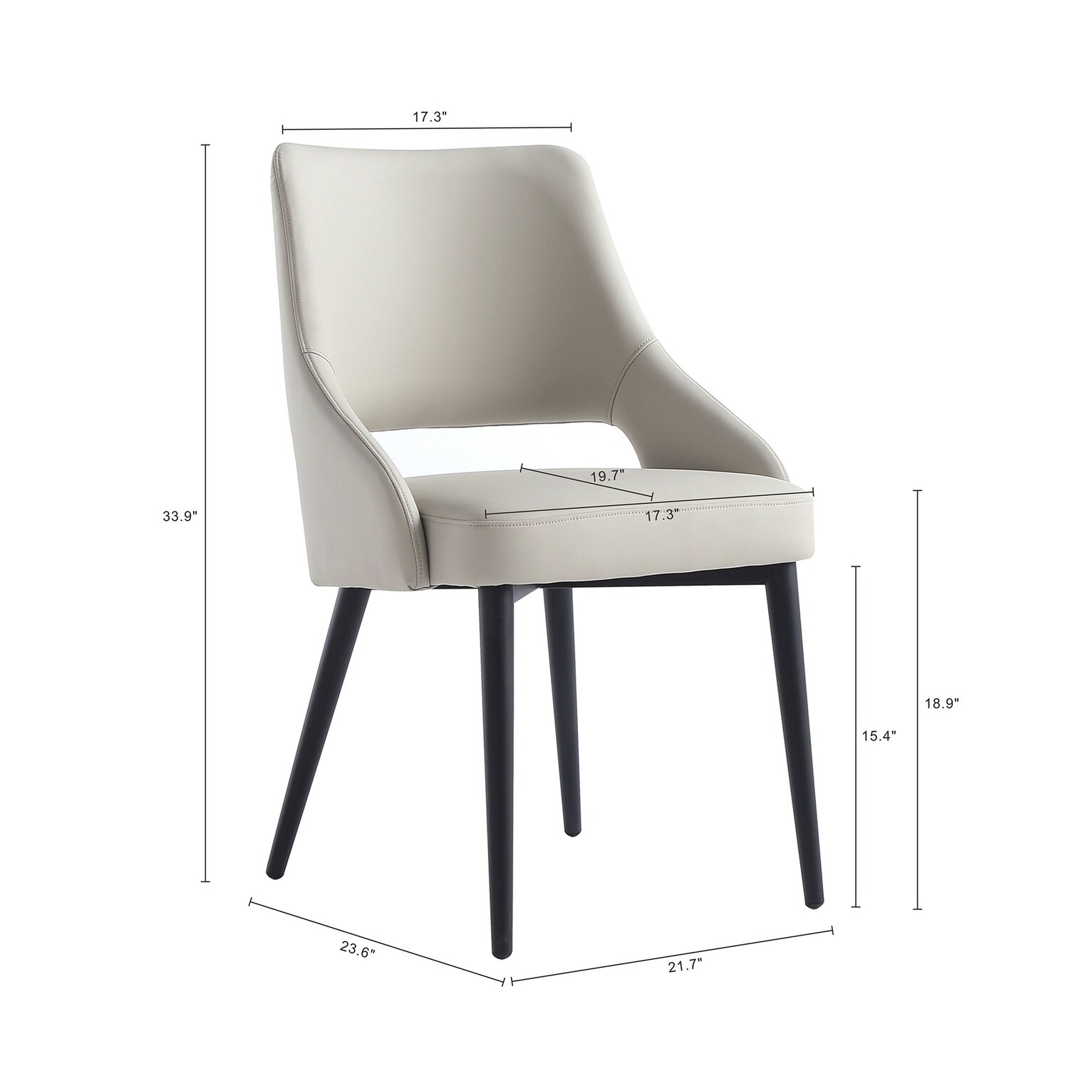FlowLuxe Dining Side Chair in Neutral Gray Leatherette with Sturdy ...