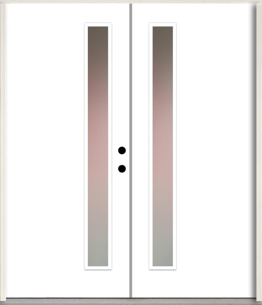 RELIABILT LO1065408 Spotlights 64-in x 80-in x Fiberglass 1/4 lite Left-hand inswing Modern White Paint Painted Prehung Double Front Door Insulating core