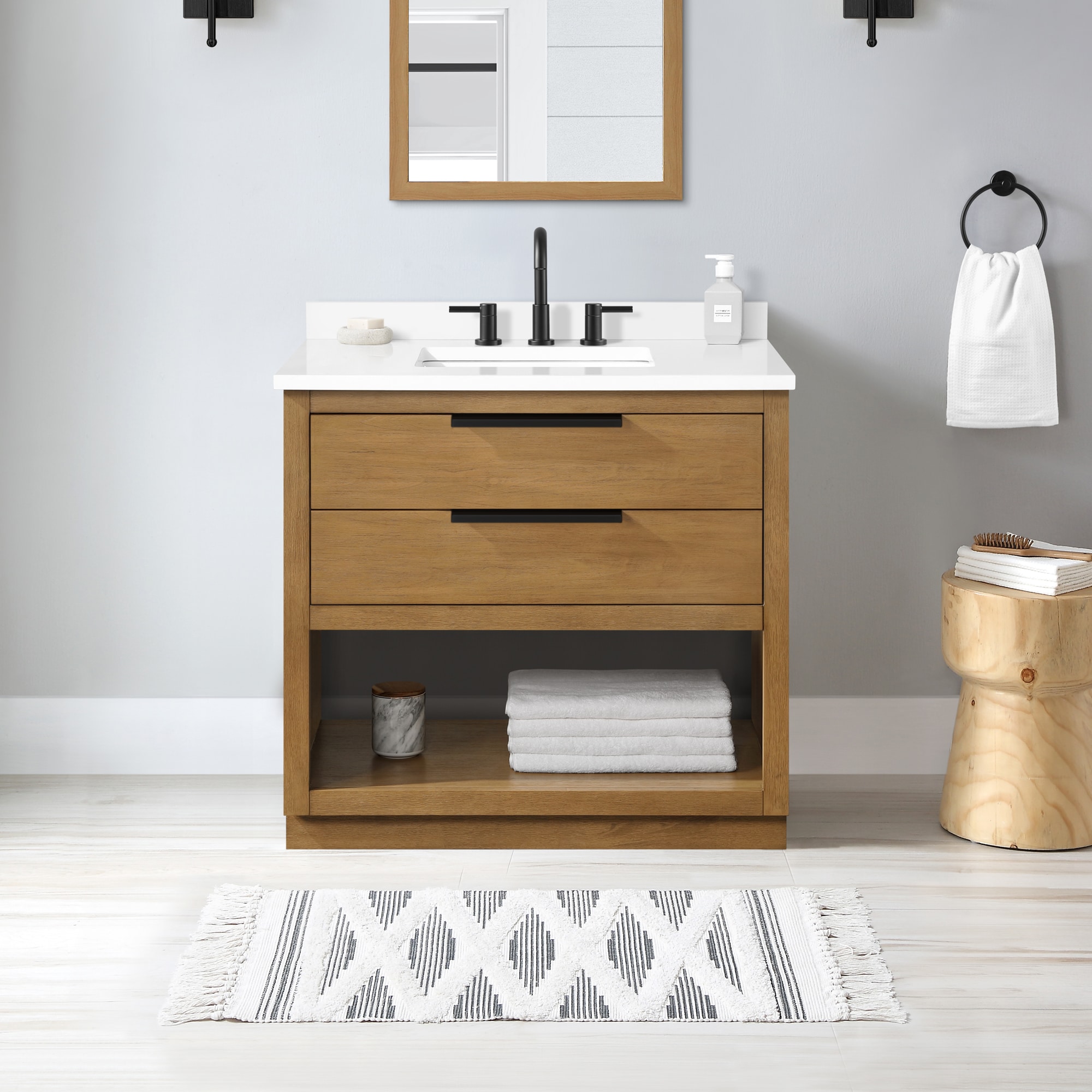 Origin 21 Beecham 36-in Almond Toffee Undermount Single Sink Bathroom ...