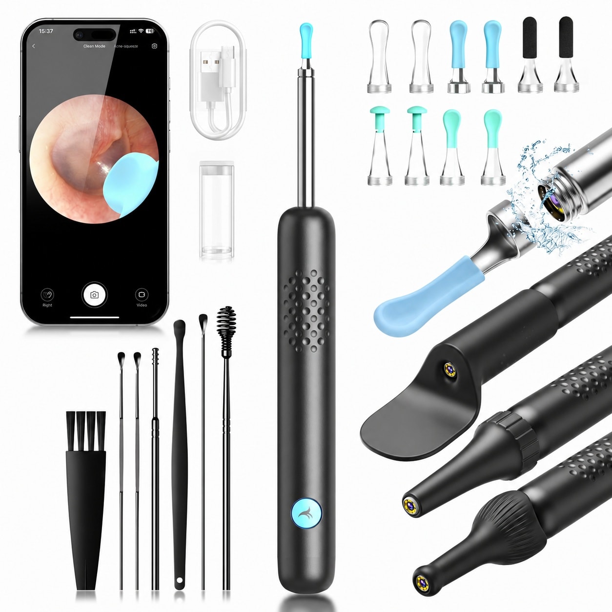 Phewnyzo Ear Wax Removal Tool with 1080P Camera 6 LED Light Visible App ...