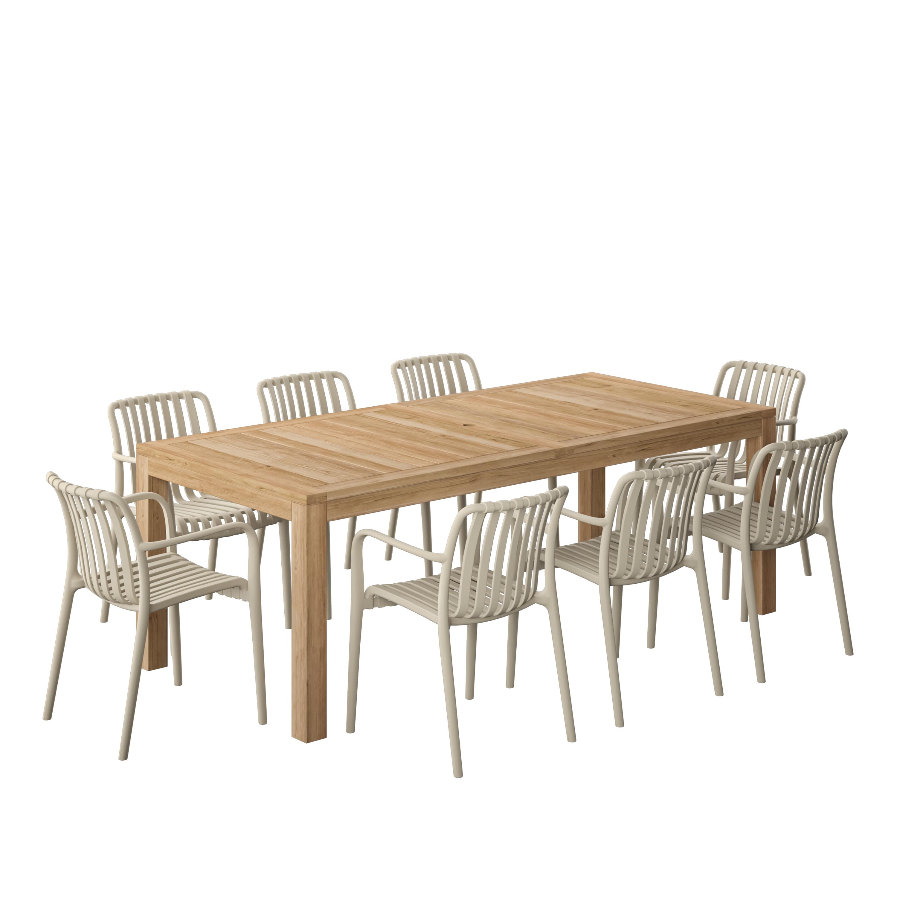 Amazonia RINBIG-8-CURA-SD Urban Elements Luzon Patio Dining Set for 8 – Perfect for Family and Friends - Modern and Stylish Dining Table with Chairs