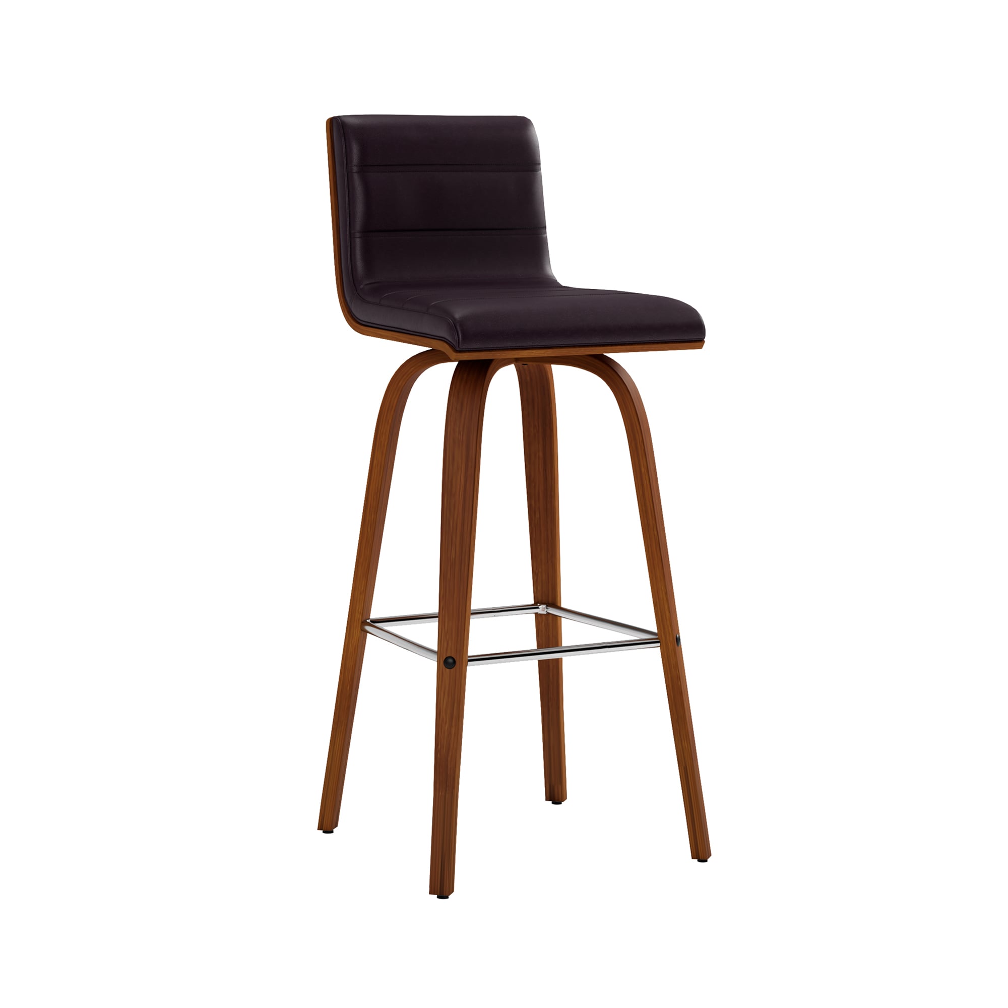 Armen Living LCVIBABRWA30 Vienna Brown 30.0-Inches H Bar height Bucket seat Upholstered Swivel Wood Bar Stool and Back