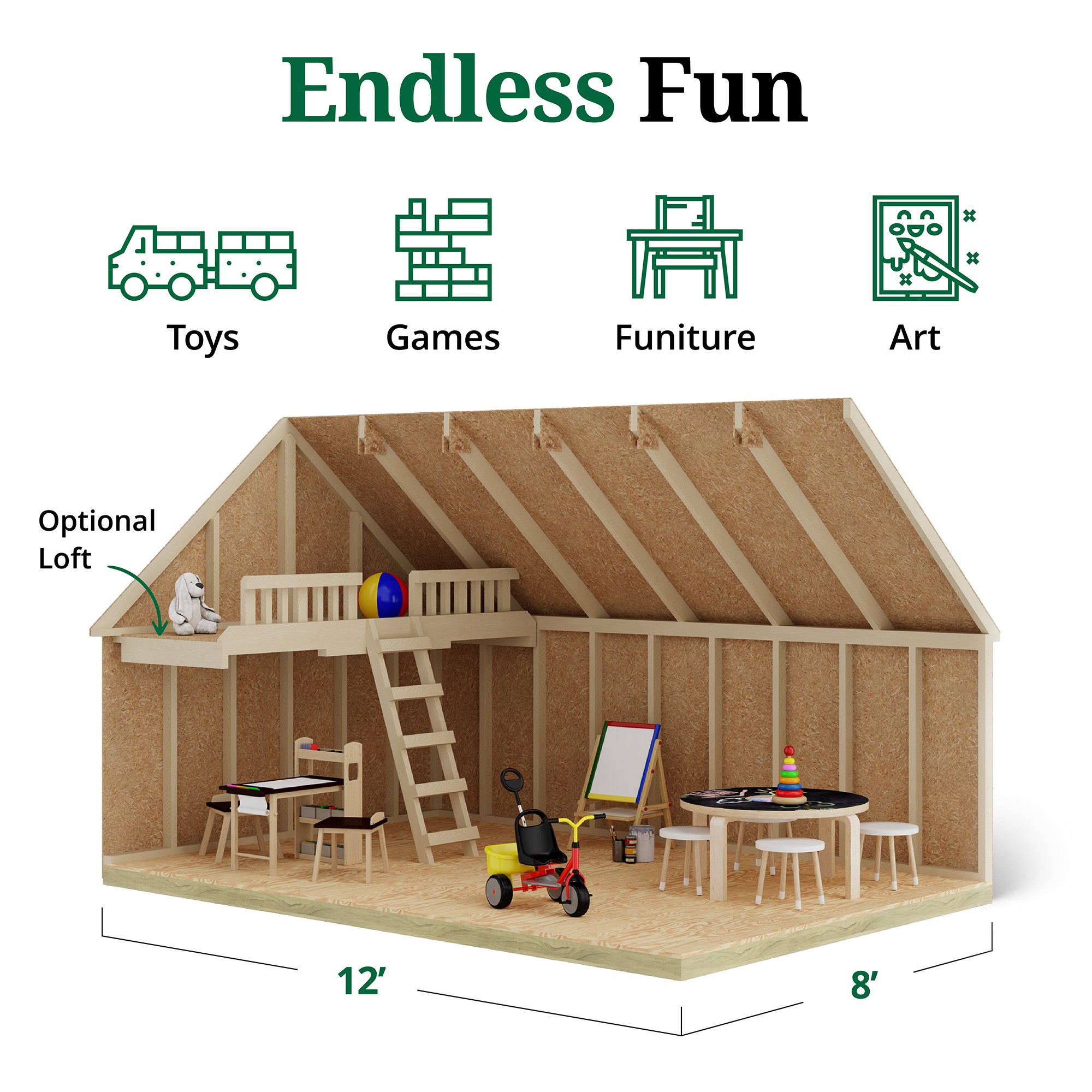 Little Cottage Co 8X12VP-PNK-FK-DR-LFT playhouses - View #4