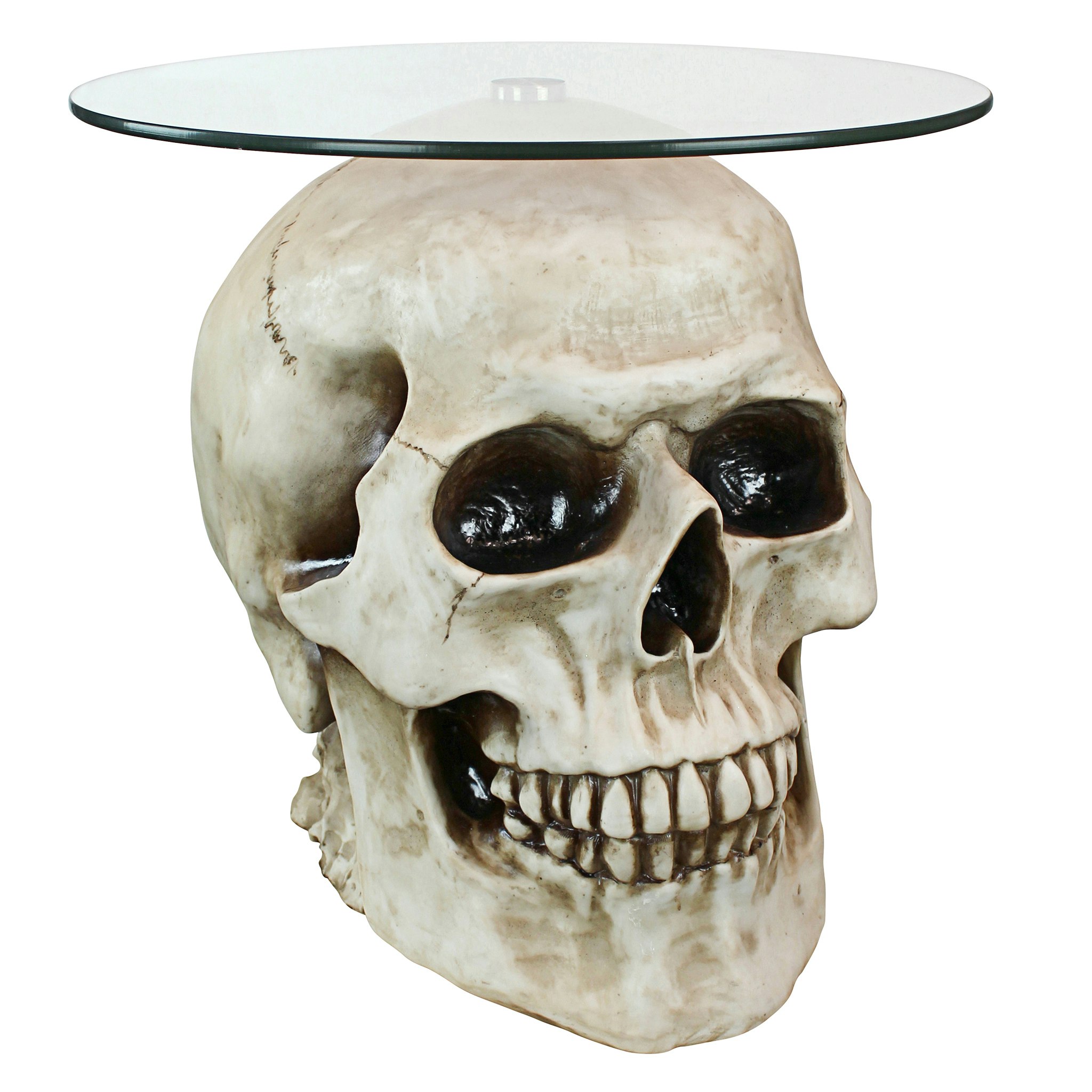 Design Toscano JQ103776 21-in W x 19.5-in H Ancient Ivory Glass Round Eclectic End Table Assembly Required