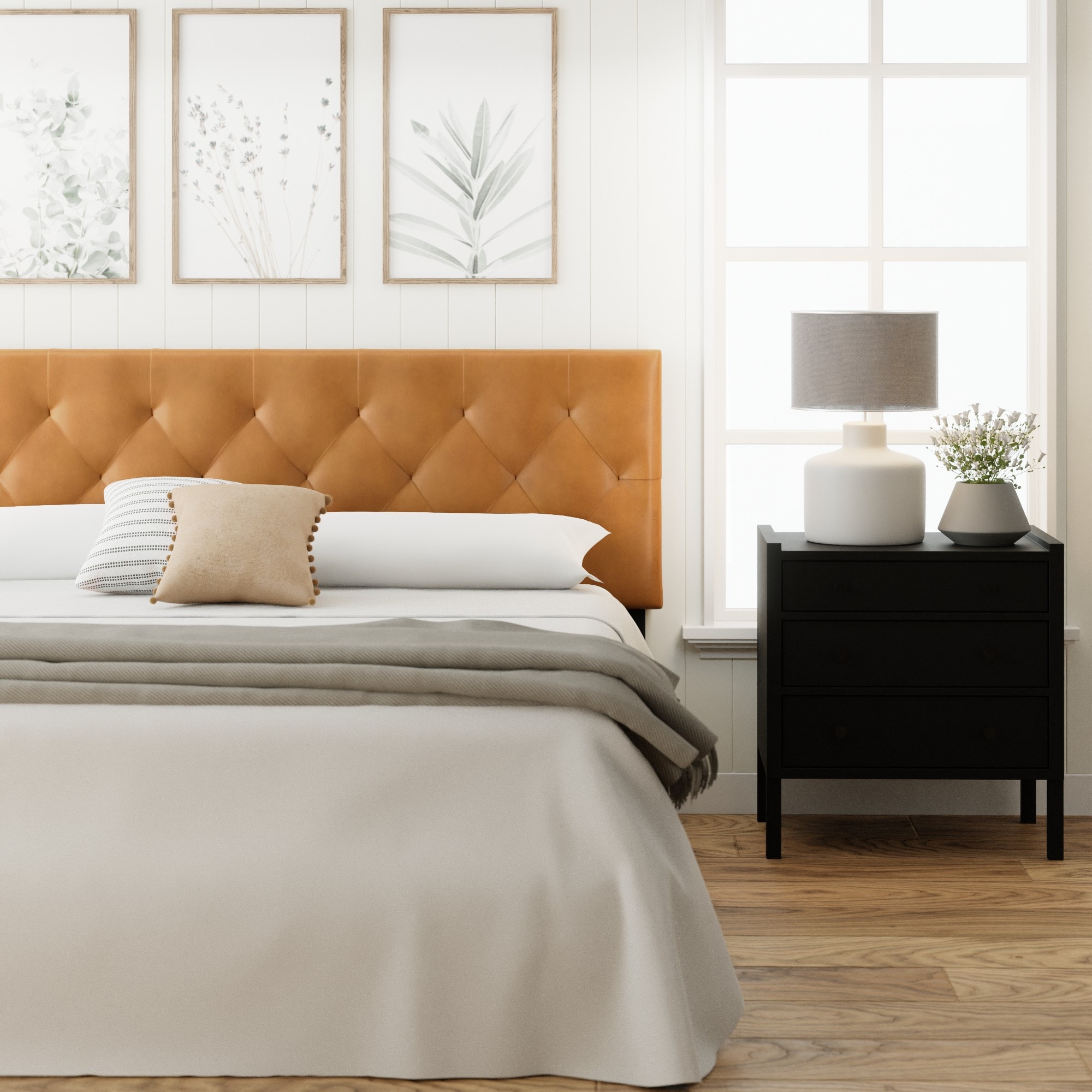 Brookside Avery Adjustable, Leather Bed Frame And Headboard