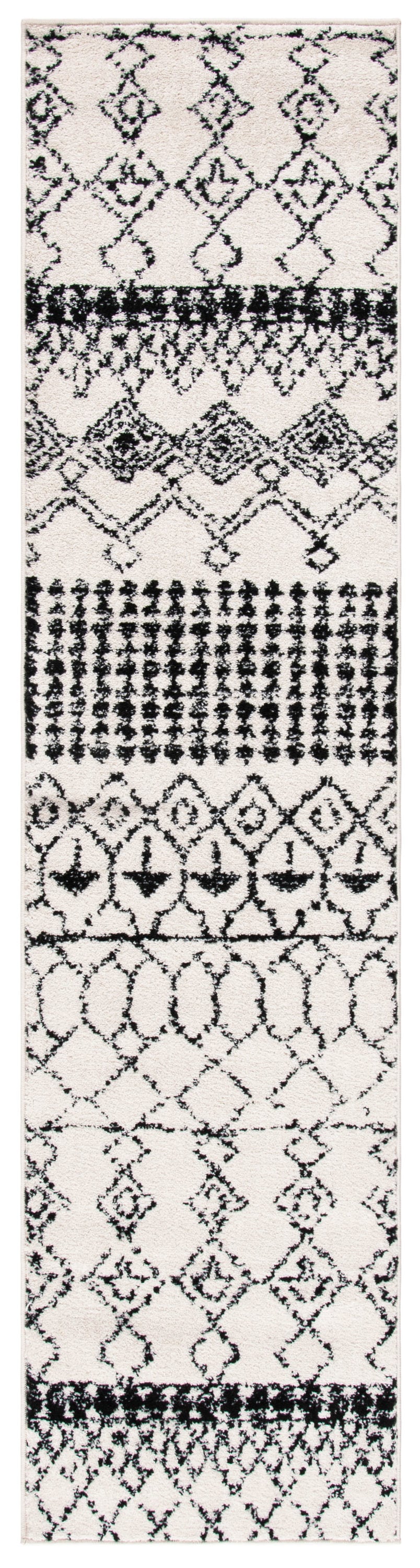 Safavieh TUL229B-221 Tulum Artesia 2 x 21 (ft) Loomed Polypropylene Ivory/Black Rectangular Indoor Geometric Bohemian/Eclectic Runner rug