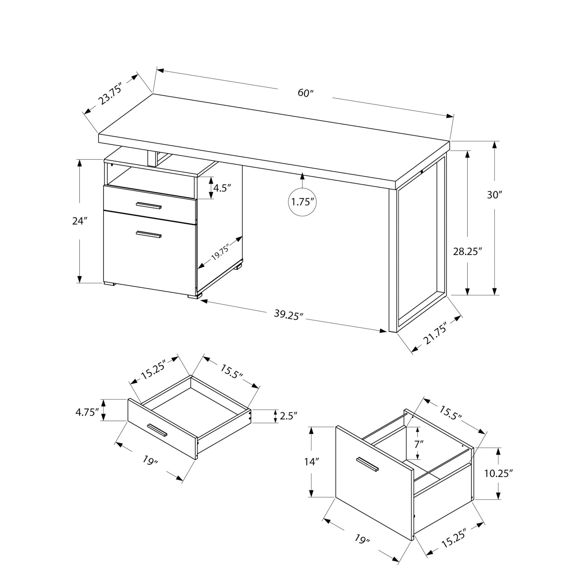 HyperDrop Cart W-B2710P219619 desks - View #3