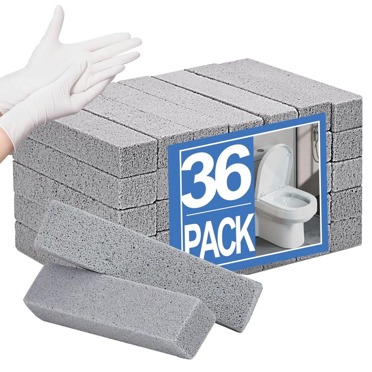 Vrbgify -  36 pack pumice stone toilet bowl cleaner with gloves removes hard water rings limescal...