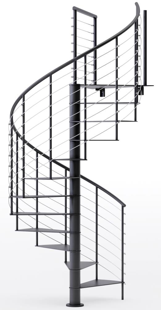 Mylen Stairs CS60B11BS03 Hayden 60-in x 13.34-ft 1 Platform Rails Black Spiral Staircase Kit , Fits Height: 102-in to 114-in (11 treads) ( 11 Treads )