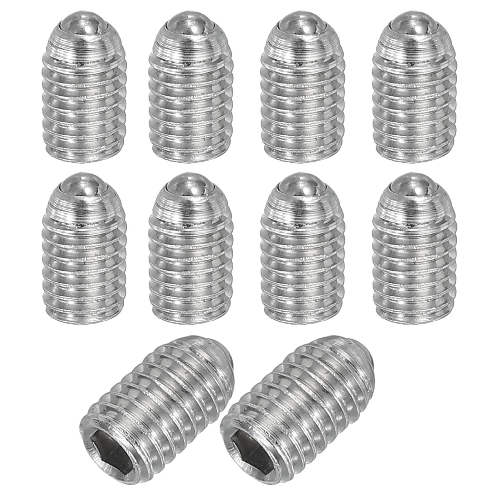 PATIKIL M5x8mm Ball Point Set Screws 10pcs 304 Stainless Steel Hex Socket Spring Ball Point Grub Screws for Industrial Machine Home Furniture Workplaces Silver