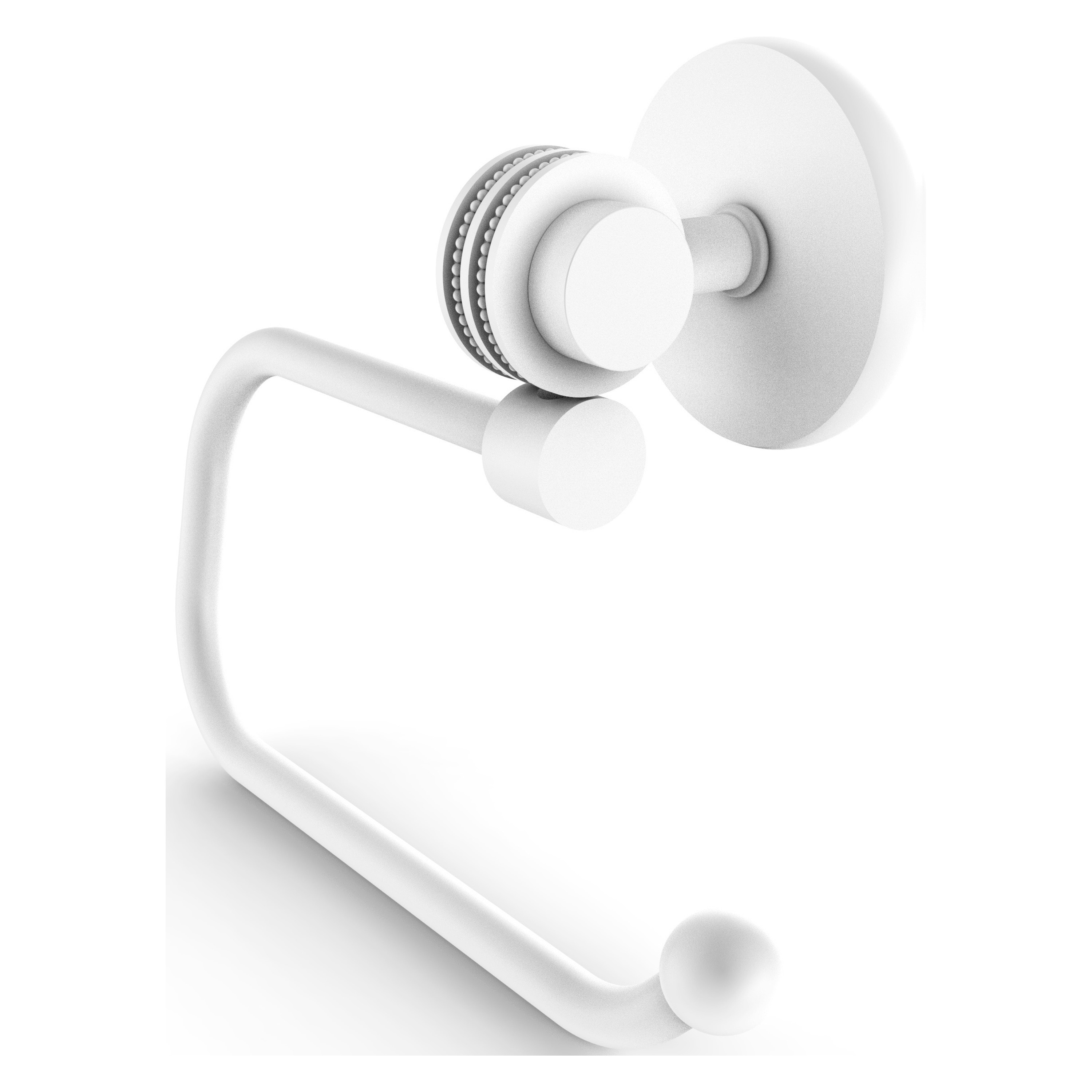 Allied Brass 7224ED-WHM Satellite Orbit Two Matte White Wall mount Single post Toilet Paper Holder 1 -Rolls with Storage