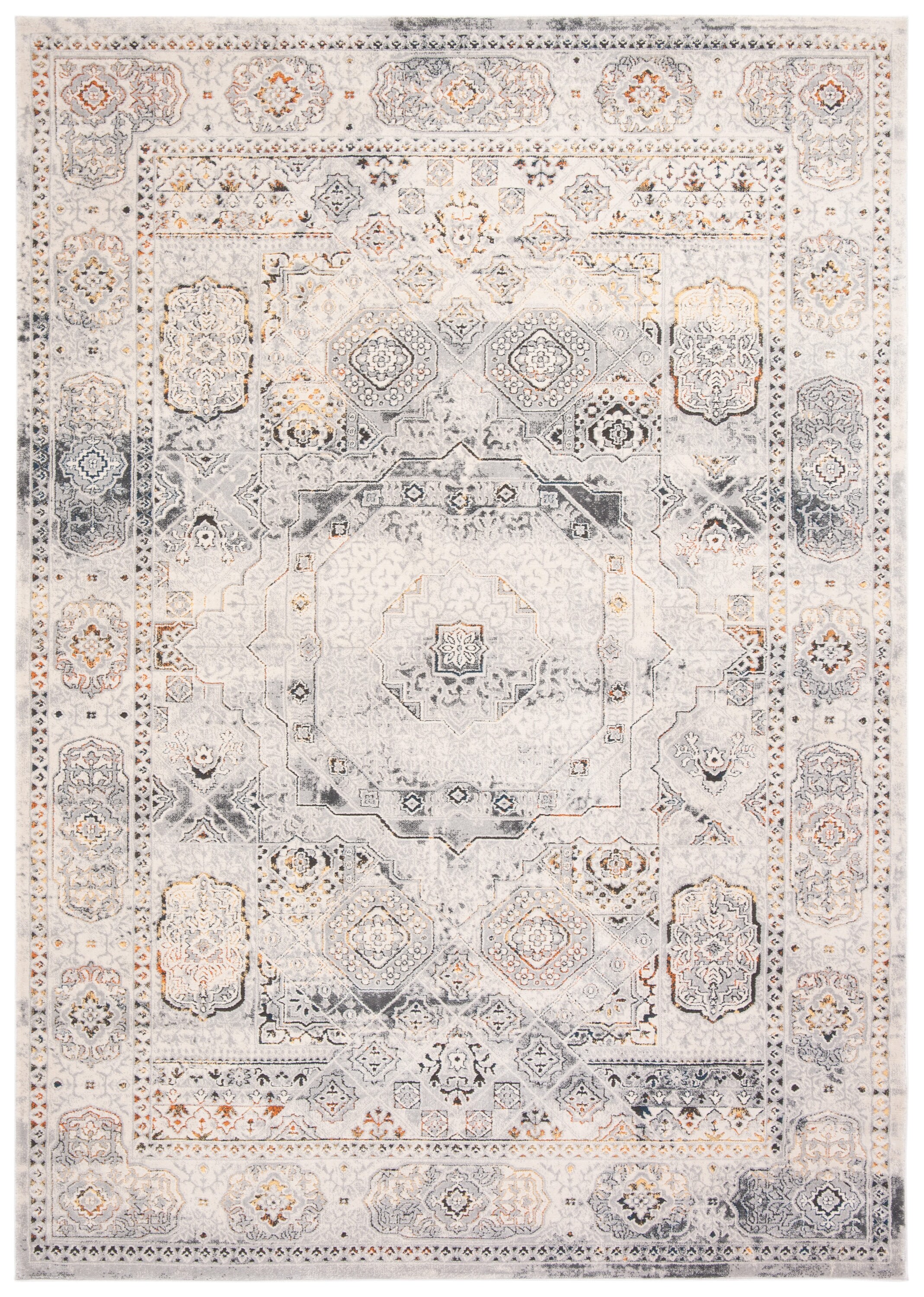 Safavieh ALH629A-9 Alhambra Kmita 9 x 12 (ft) Loomed Synthetic Cream/Gray Rectangular Indoor Distressed/Overdyed Area rug