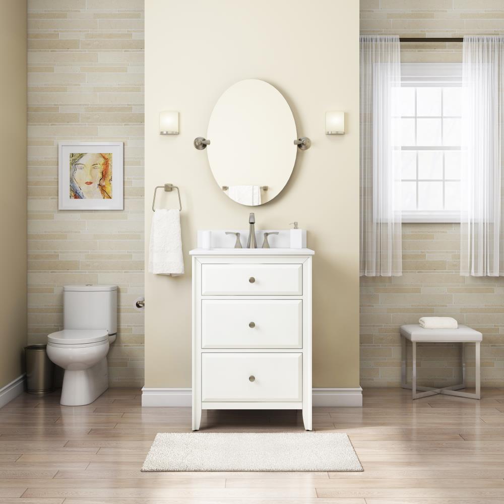 Style Selections 24 In Matte White Undermount Single Sink Bathroom   15690890 