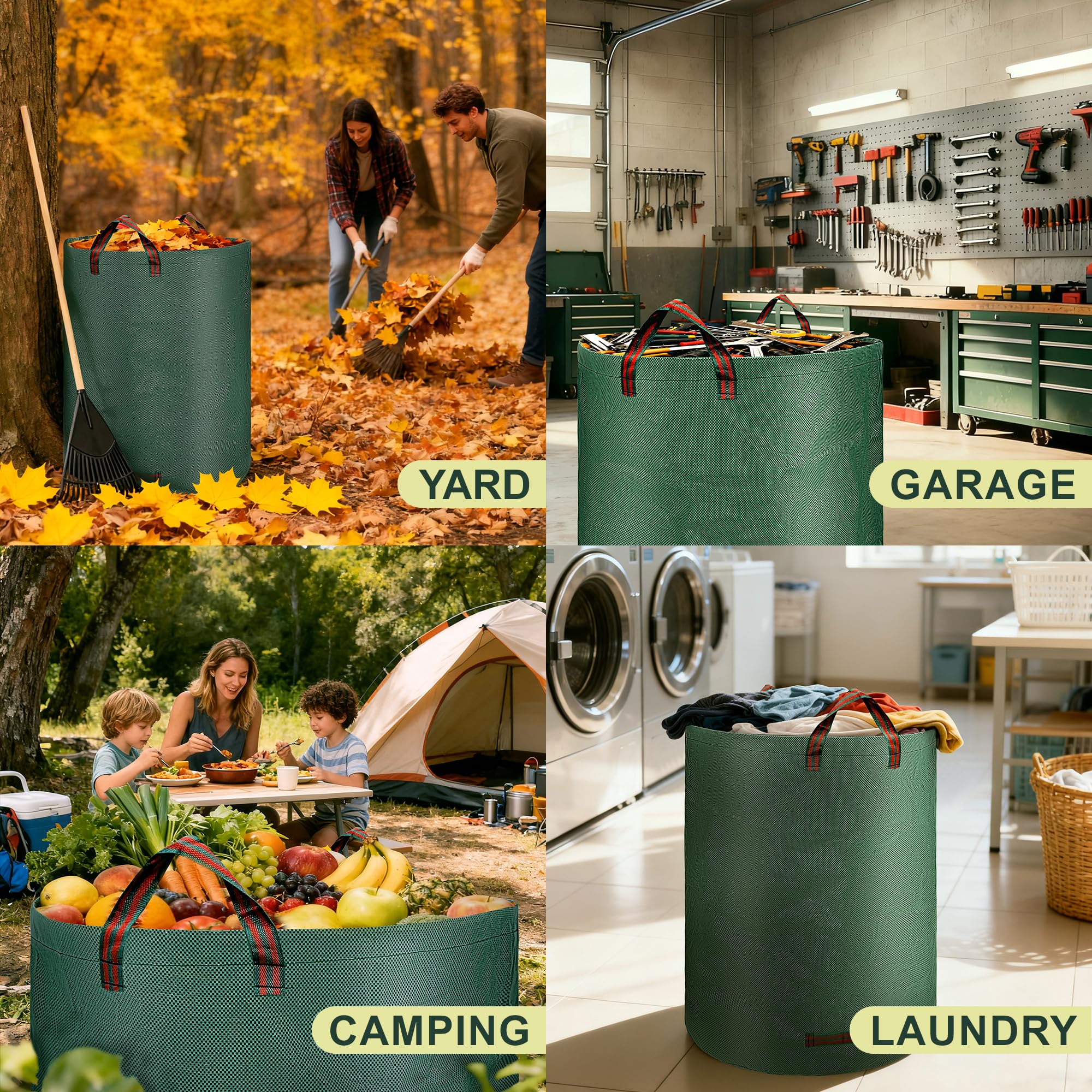 Justincity Reusable 72-Gallon Leaf Storage Bag with Reinforced Handles ...