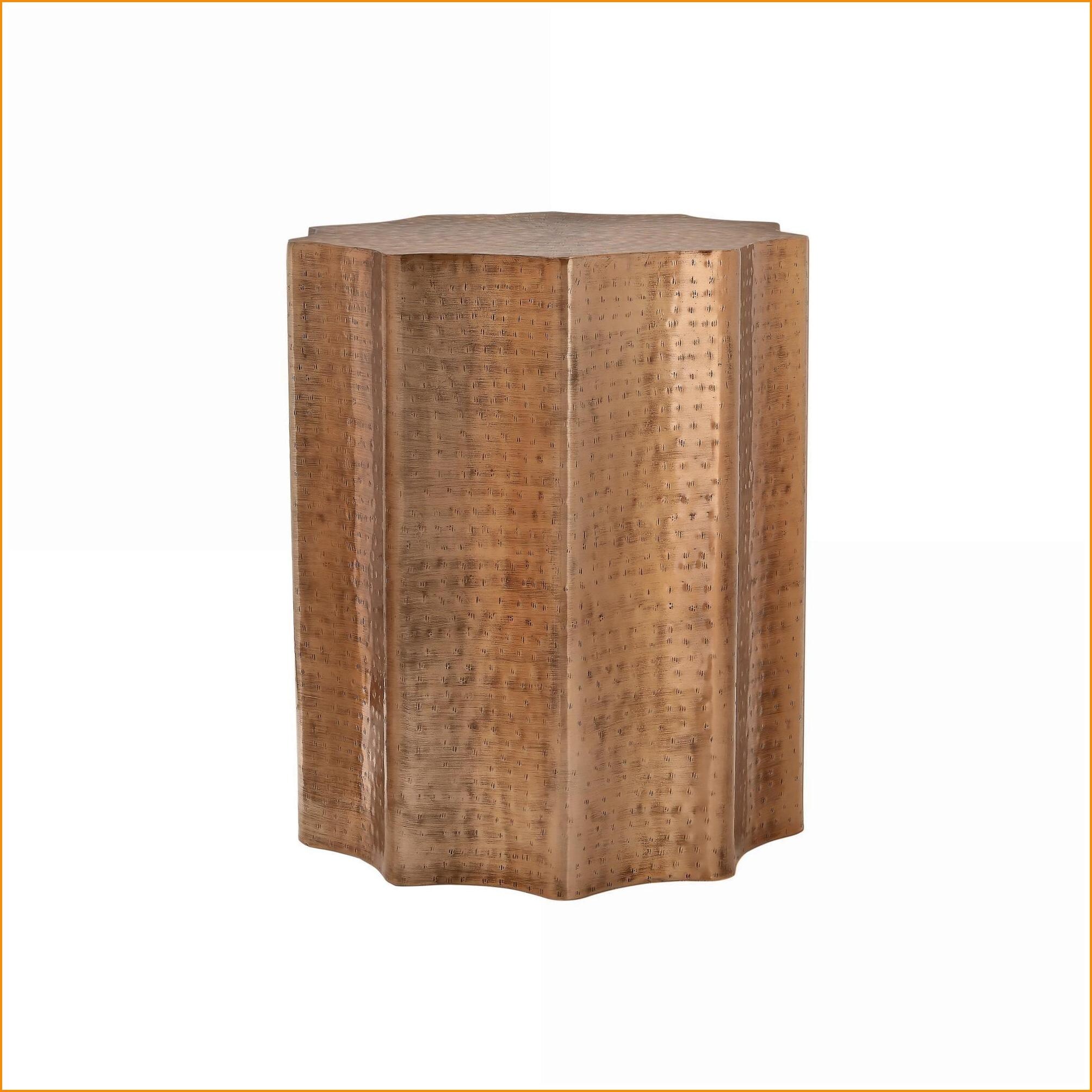 Watnature Space Saving Copper Metal Boho Glam Drum Coffee Table for Living Room No Assembly one_size | O8MZ792SKBNC