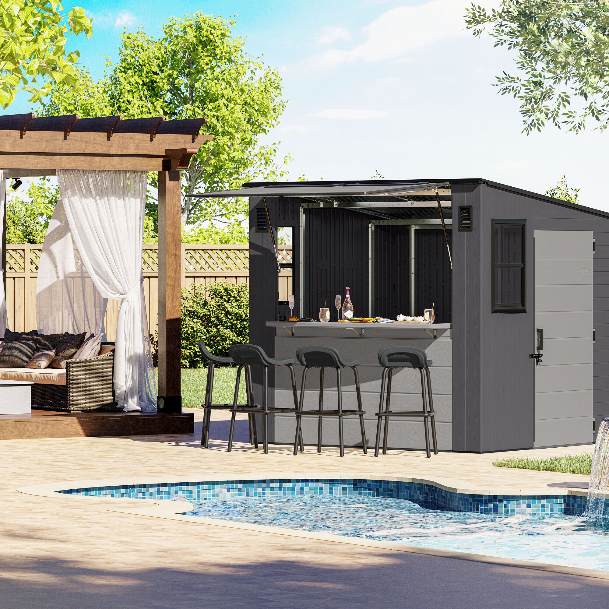 Suncast 8-ft x 7-ft Resin Shed Lean-to Resin Storage Shed (Floor Included)