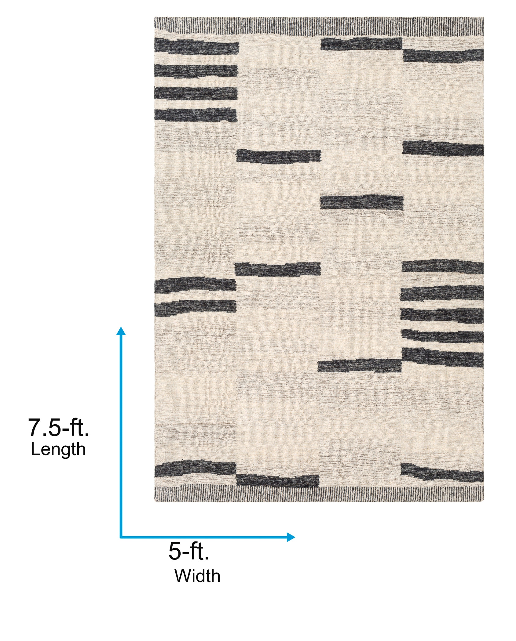 Handmade Tufted Black Wool Rectangular 5' x 7' Easy Care Rug