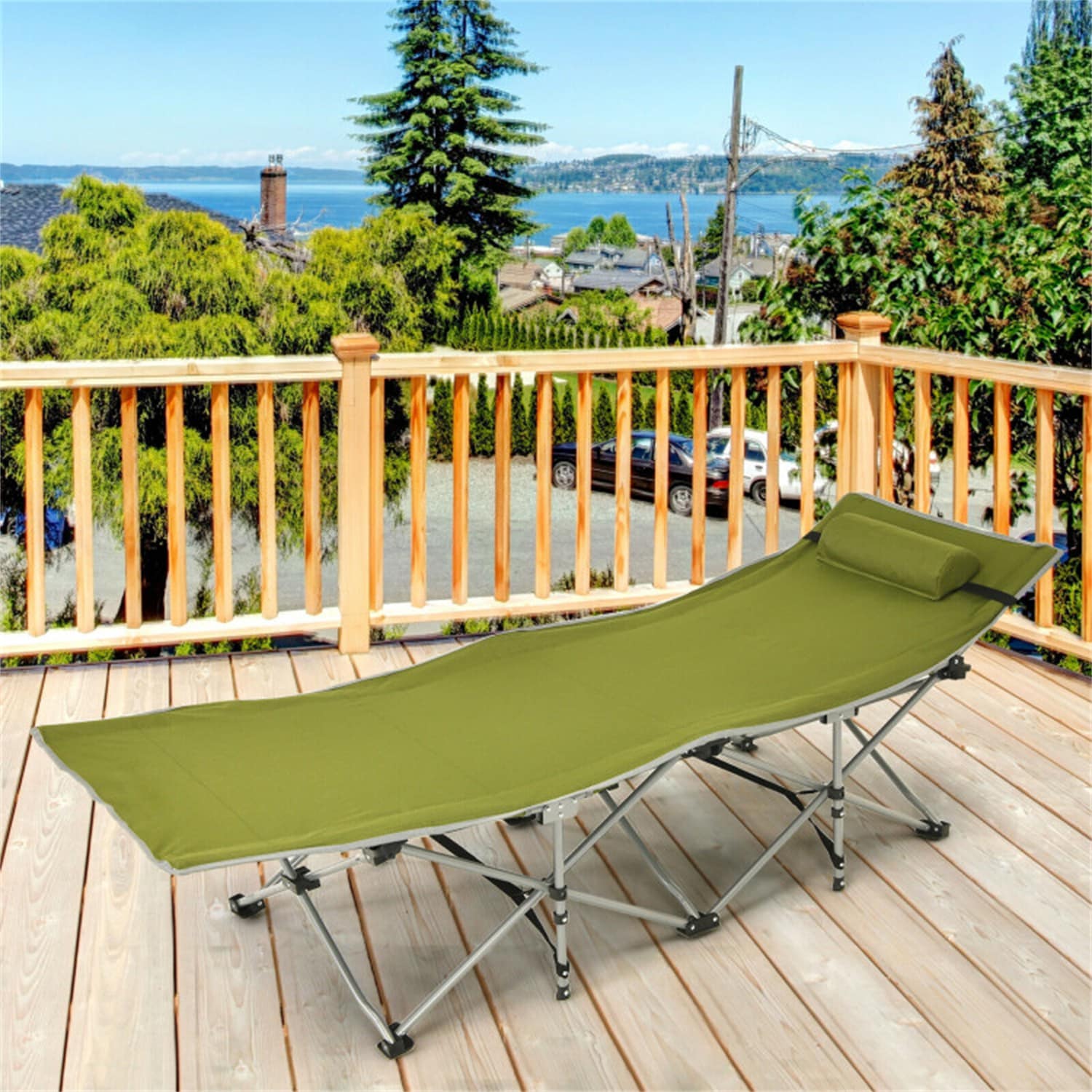 BABOOM BOM-70768GN-CO Green Folding Beach lounger