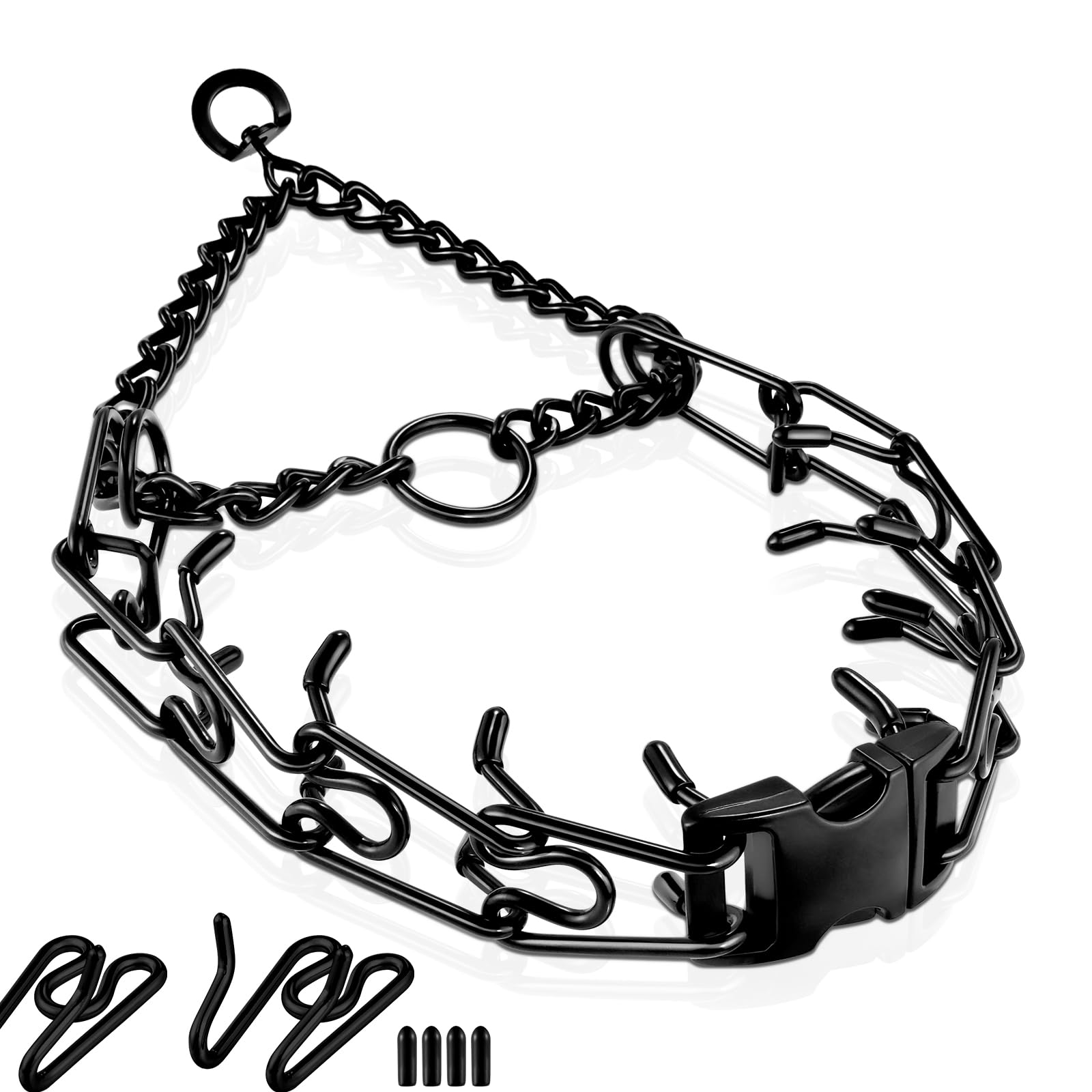 DYRCJ  Prong Collar for Dogs Adjustable Pinch Training Collar with Quick Release Buckle for Dog Pulling Behavior Correction M L 18-23 Inch Neck