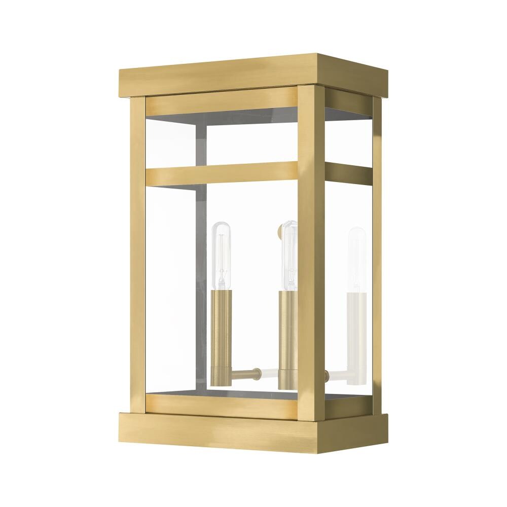 Antique Brass Gold Lantern Sconce with Clear Glass