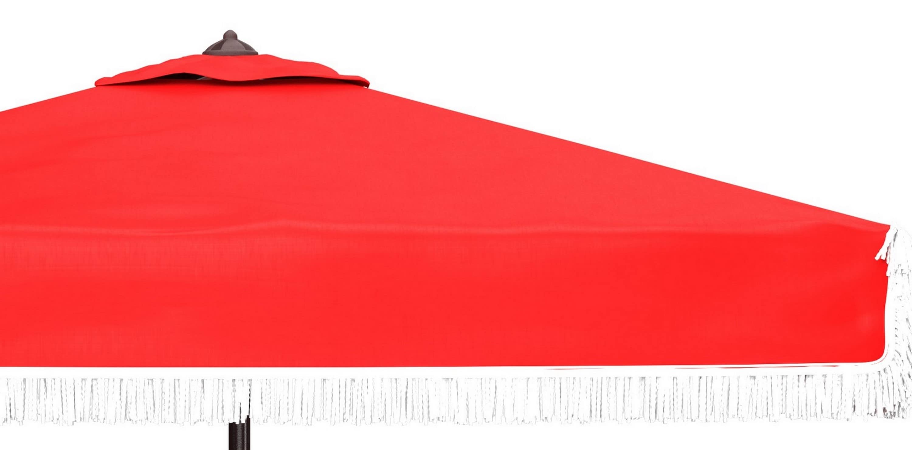 Milan Red Fringe 7.5' Square Crank Umbrella