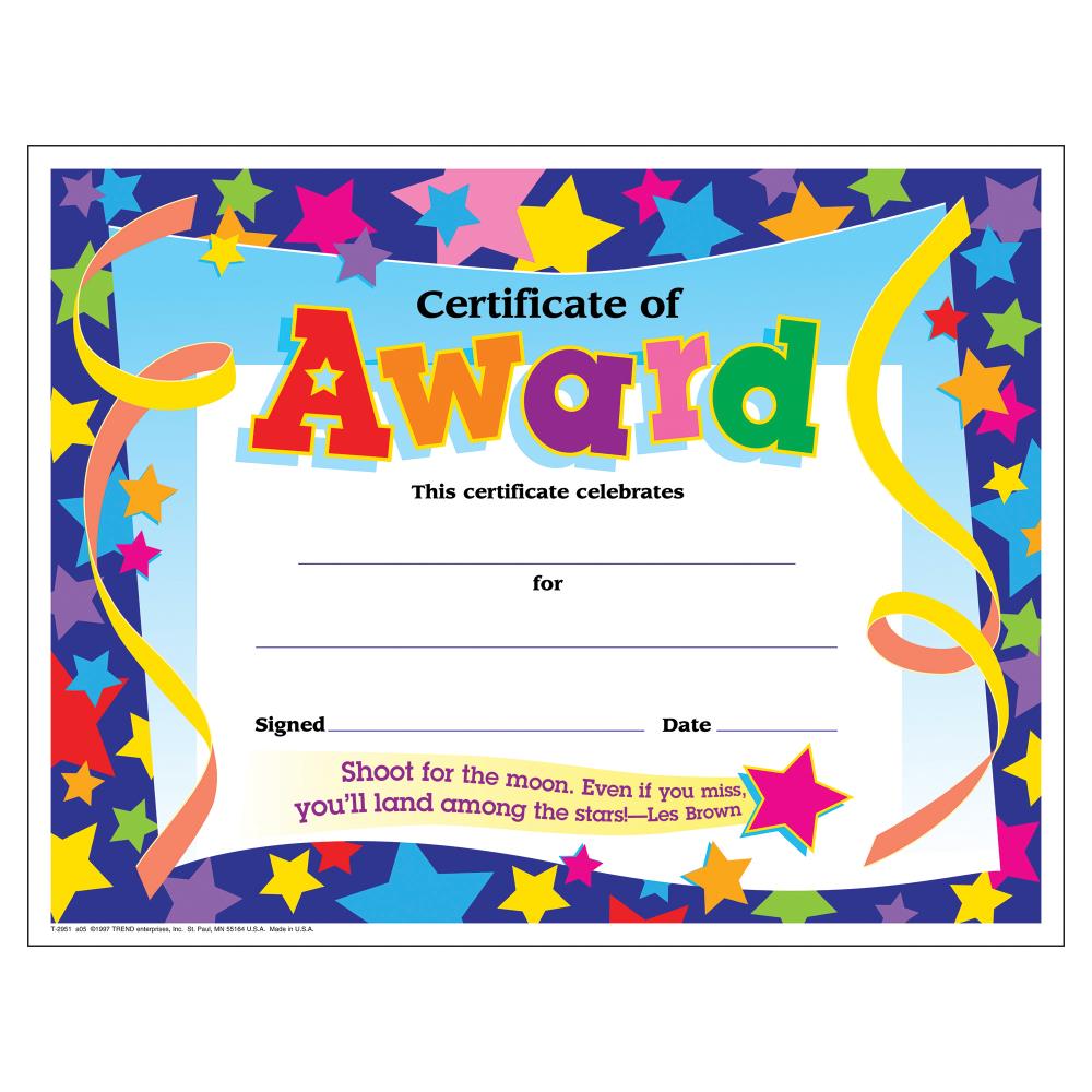 TREND Enterprises Certificate of Award Colorful Classics Certificates ...