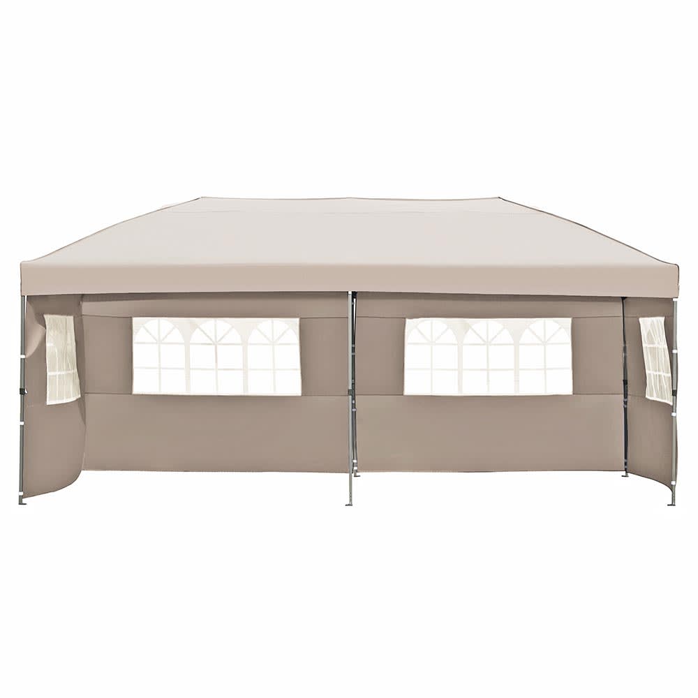 JUJABU CANTENT-4 Khaki 10ftx20ft Pop Up Canopy with Sidewalls Outdoor Canopy Tent Heavy Duty for Parties with Wheeled Bag