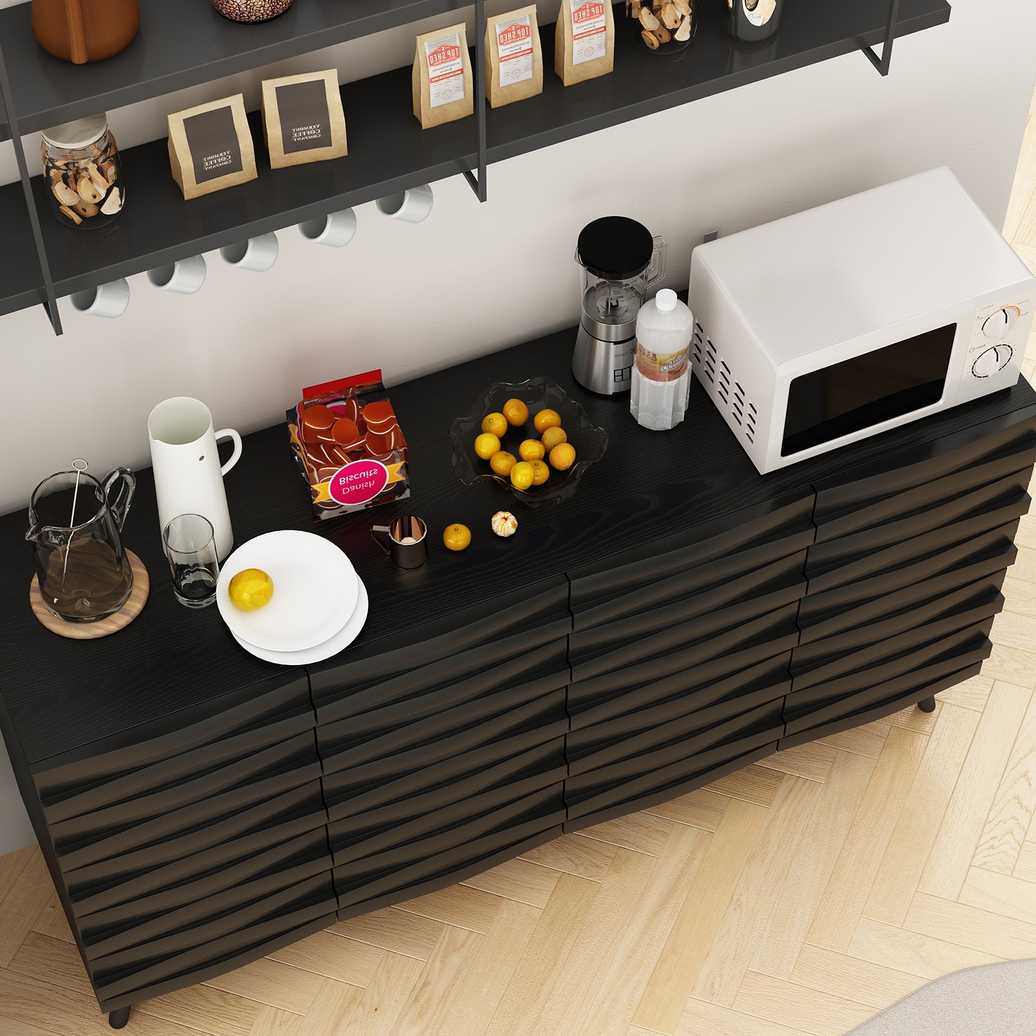 FUFU&GAGA Contemporary/Modern Black Buffet In The Dining & Kitchen ...