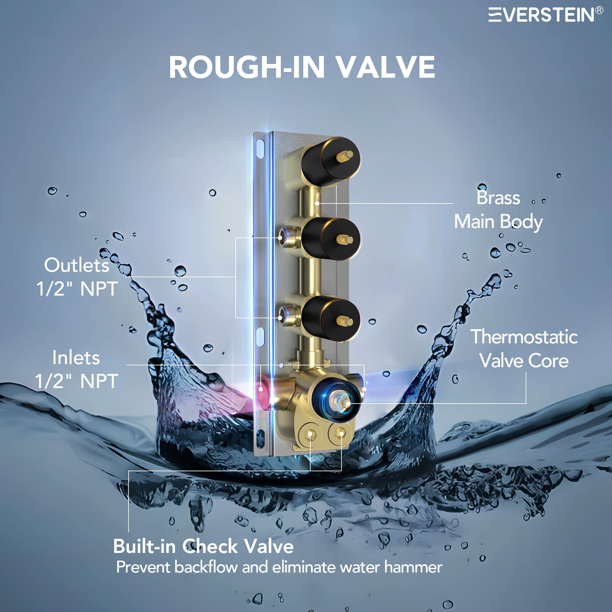 EVERSTEIN SFS-1061-BK16 Tub-Shower-Faucets - View #6