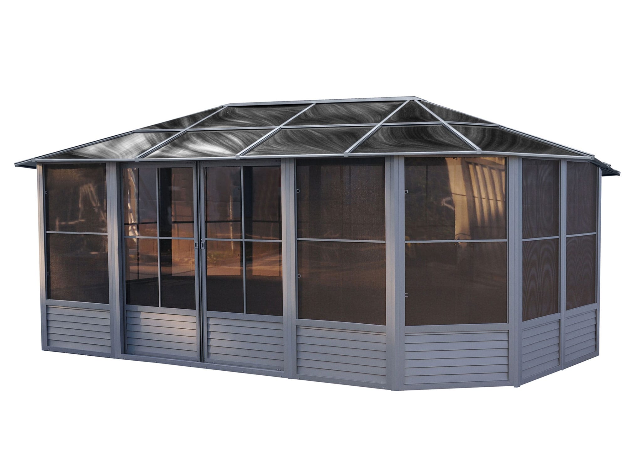 Gazebo Penguin 18-ft x 12-ft Florence solarium Slate Metal Octagon ...