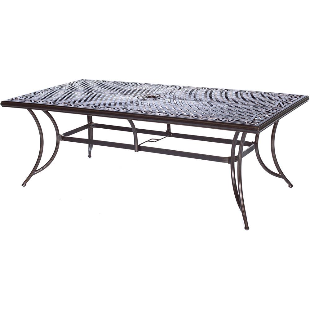 Hanover 9-Piece Bronze Aluminum Outdoor Dining Set with Red Cushions