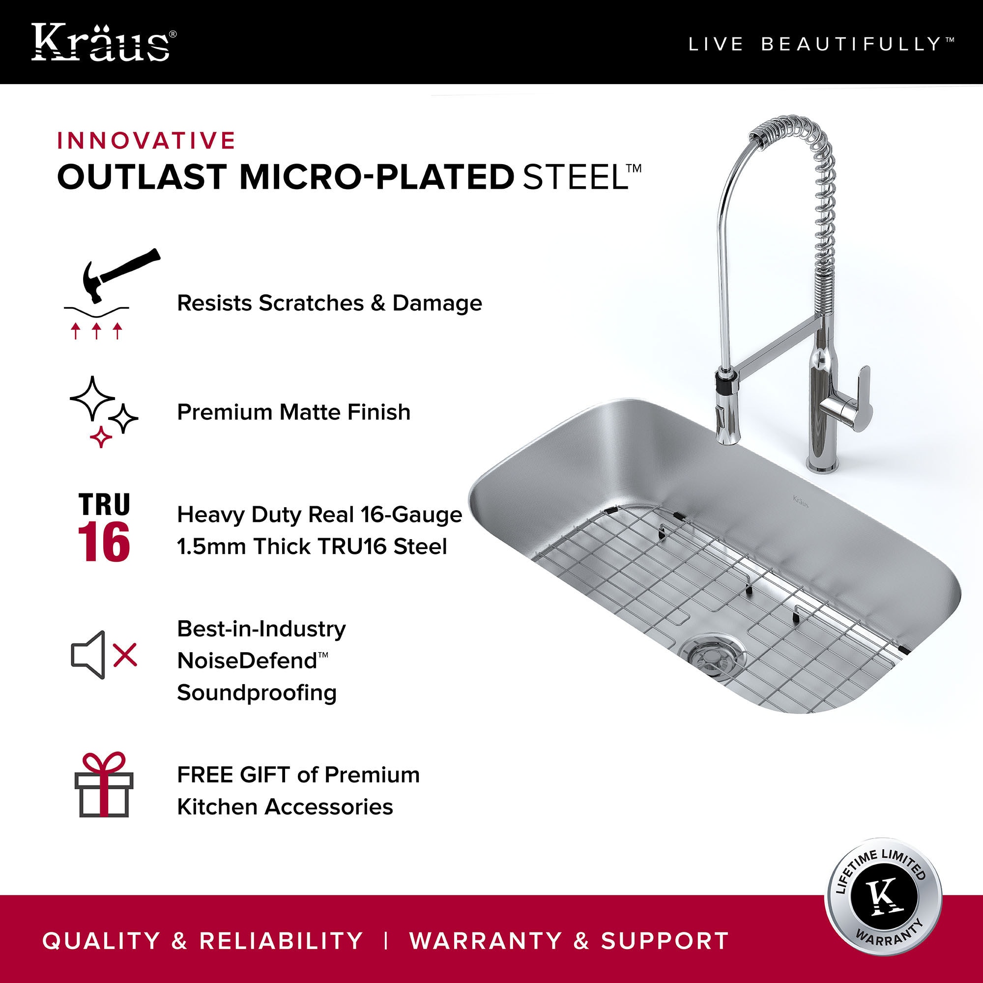 31.5" Stainless Steel Undermount Single Bowl Kitchen Sink