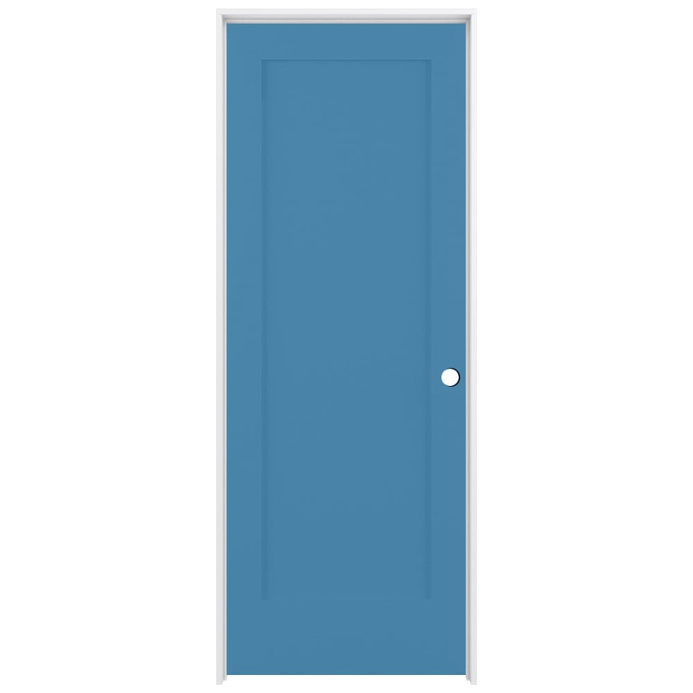 RELIABILT LO1368888 30-in x 80-in Blue Heron Solid core 1-panel square Left hand Smooth Prefinished Pine Wood Flat Jamb Single Prehung Interior Door