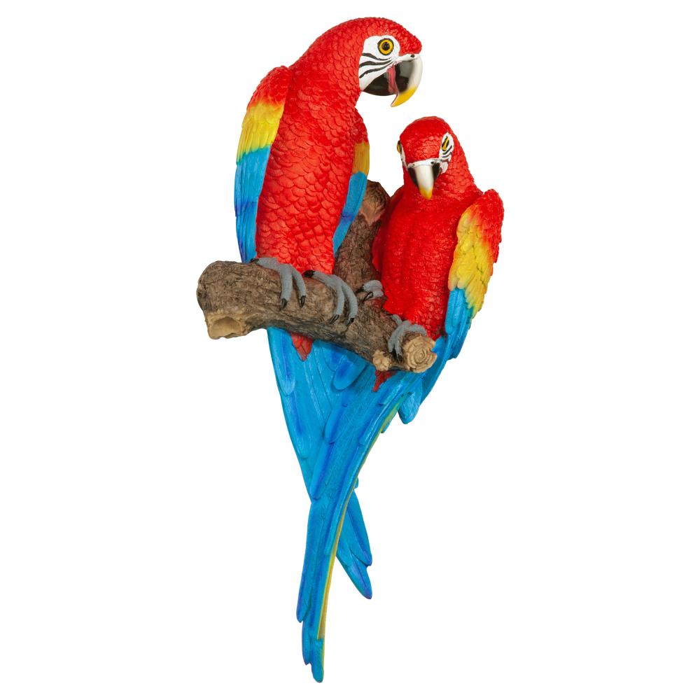 Tropical Scarlet Macaws Resin Wall Statue 26.2" High