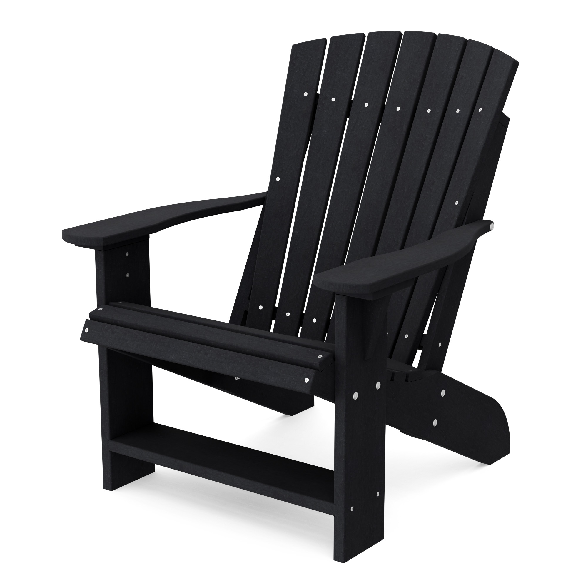 Wildridge LCC-114-BK Heritage Black HDPE Frame Stationary Adirondack Chair with Slat Seat