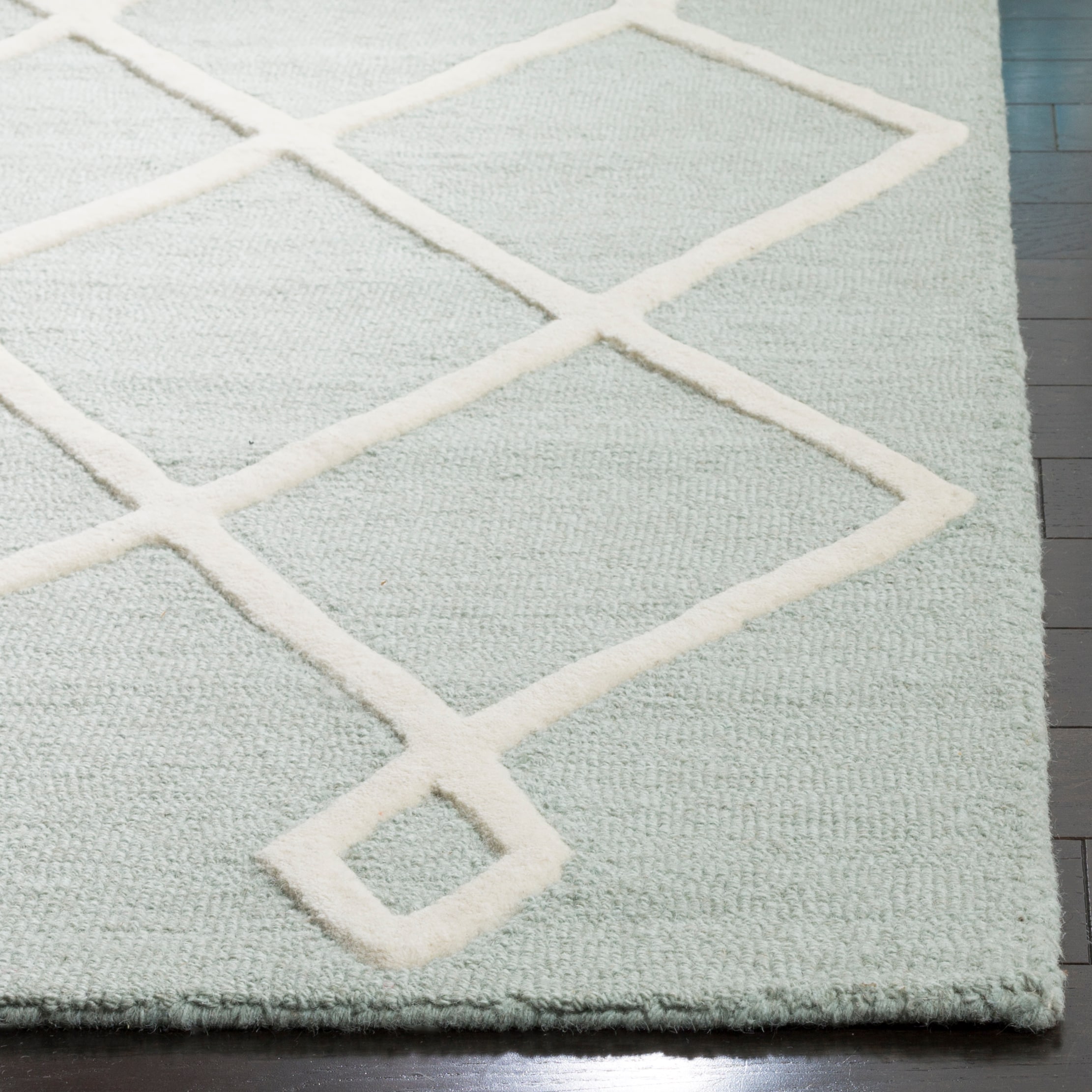 Mint and Ivory Hand-Tufted Wool Kids Area Rug 4' x 6'