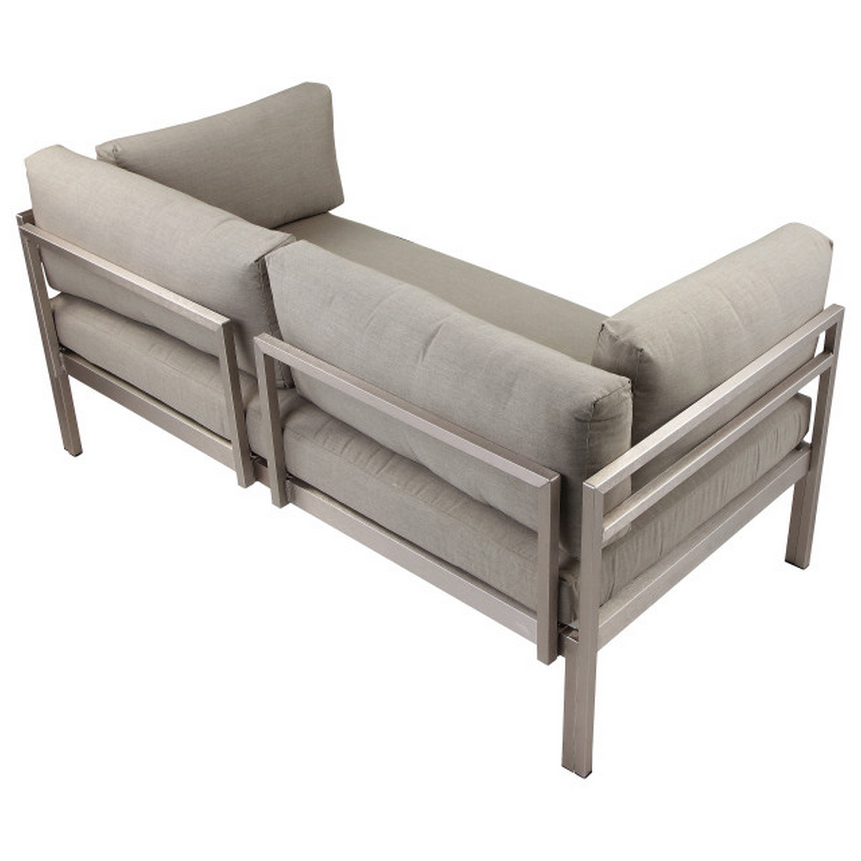 Taupe Aluminum Outdoor Sofa with Water-Resistant Cushions