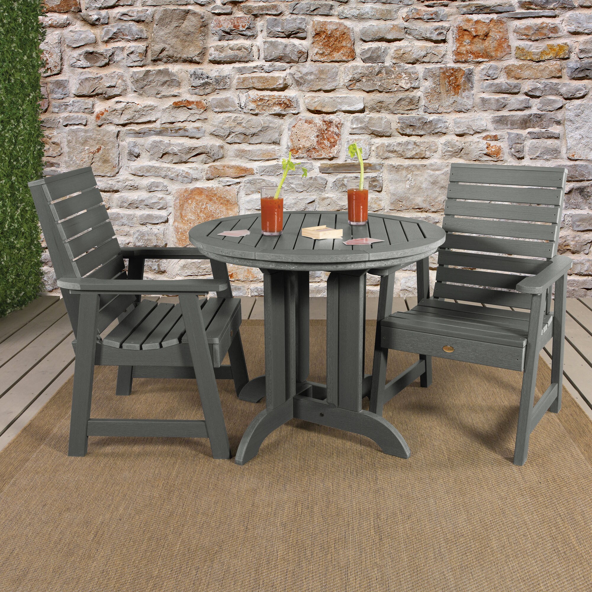 highwood The Weatherly Collection 3-Piece Gray Patio Dining Set at ...