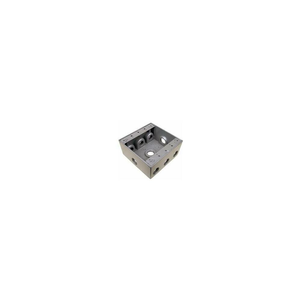 MORRIS MSPR4003 Morris Products 36360 Weatherproof Boxes- Two Gang 30.5 Cubic -in Capacity- 9 Outlet Holes 0.7 5 In. Gray