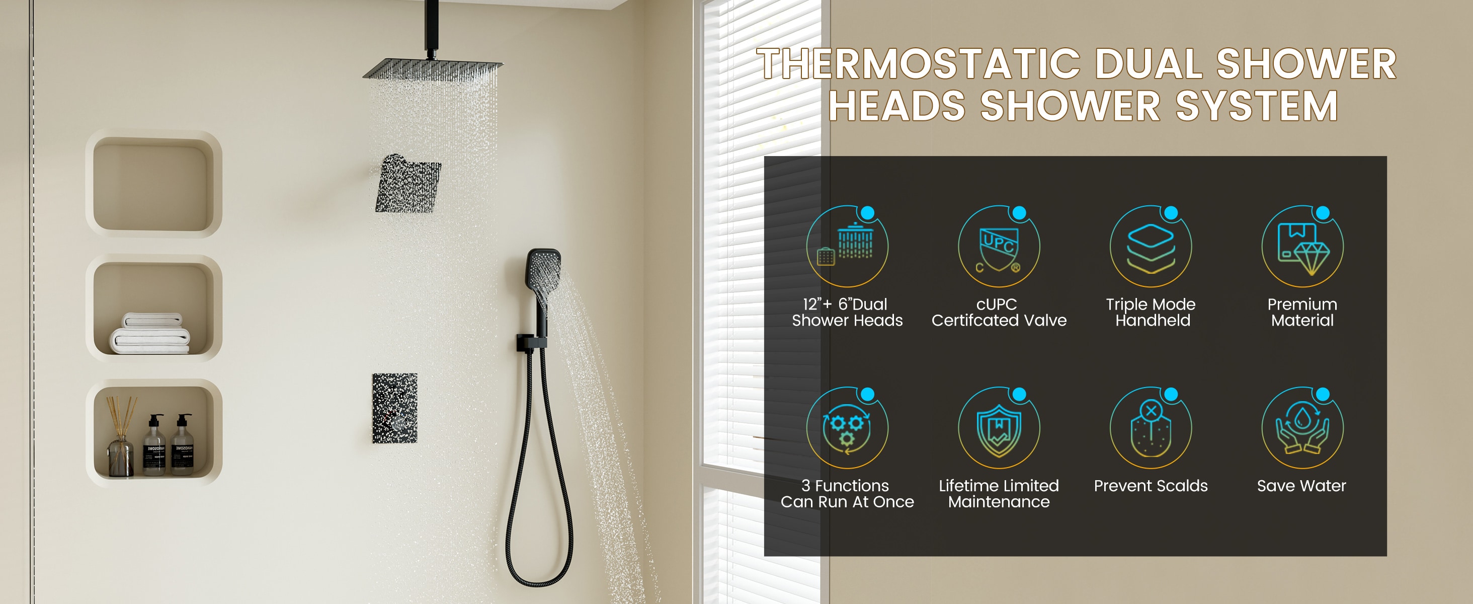 CASAINC TC09-BN Showerhead-Bar-Panels - View #6