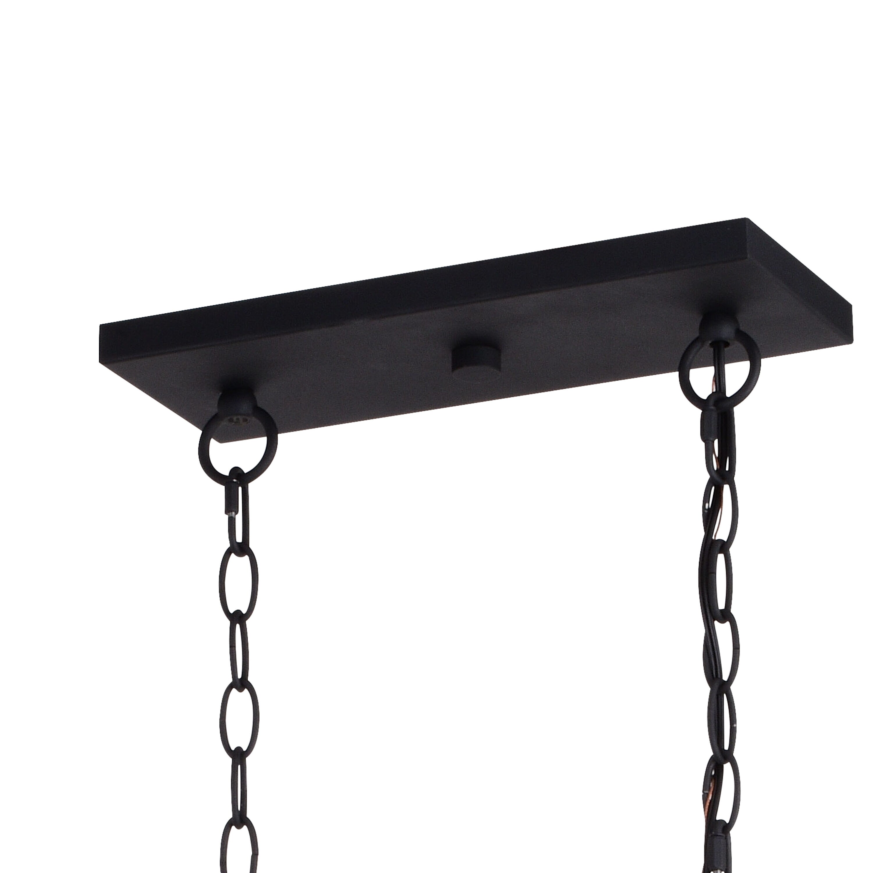 Montclare 35" Textured Black Cage Linear Chandelier with White Ash Accents