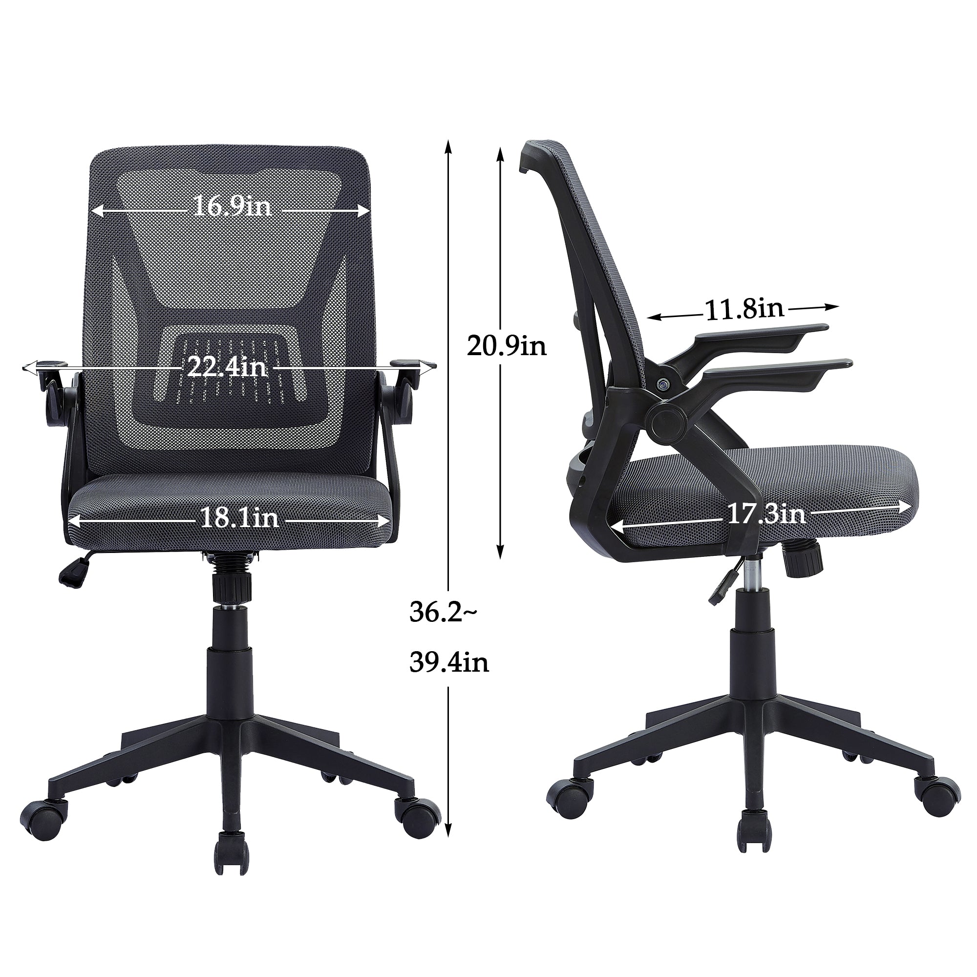 Vecelo LOE-OC01-GRY Office-Chairs - View #3