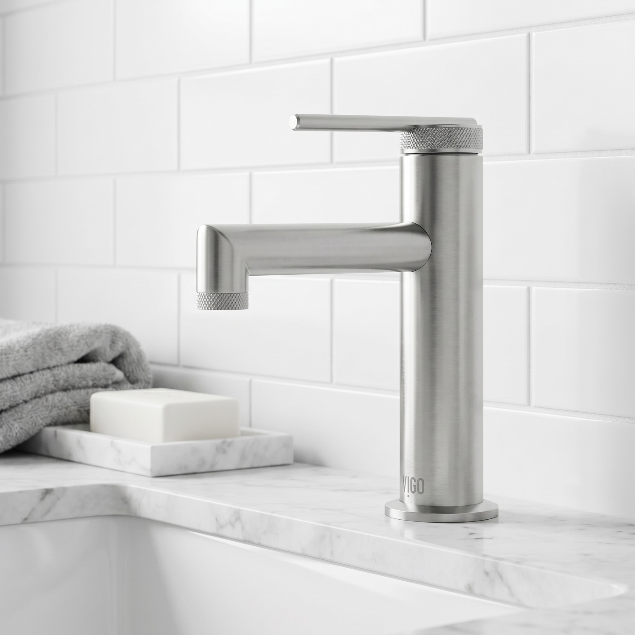 VIGO Sterling Brushed Nickel Single hole 1-handle WaterSense Mid-arc Bathroom Sink Faucet