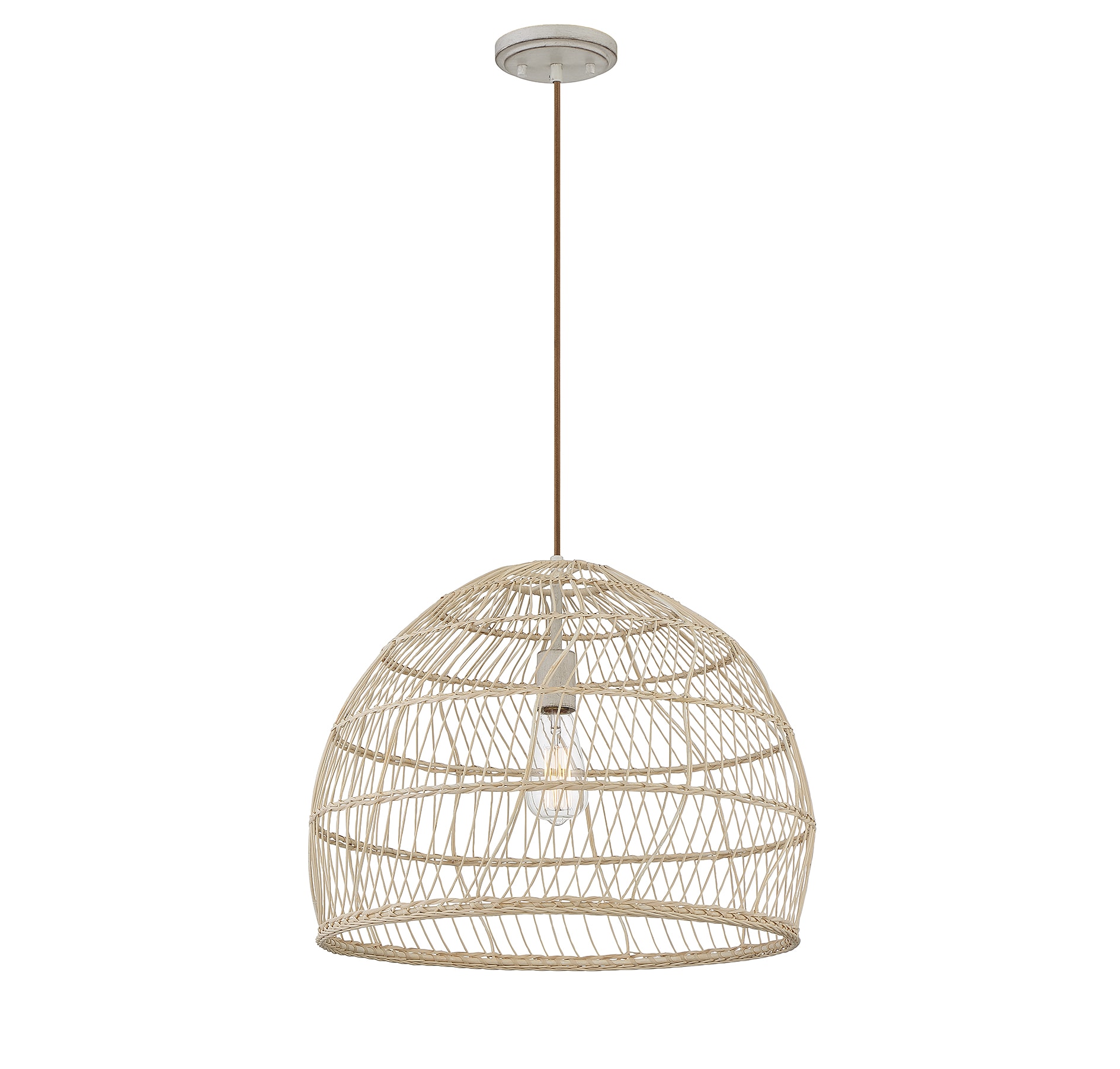 Meridian Lite Trends M70106NR Meridian Natural Rattan with a Matching Socket Bohemian/global Dome Medium Hanging Pendant light