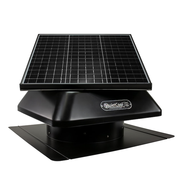 QuietCool Solar roof mount attic fan 791-CFM Black Galvanized Steel Hybrid  Electric/Solar Power Roof Vent in the Power Roof Vents department at