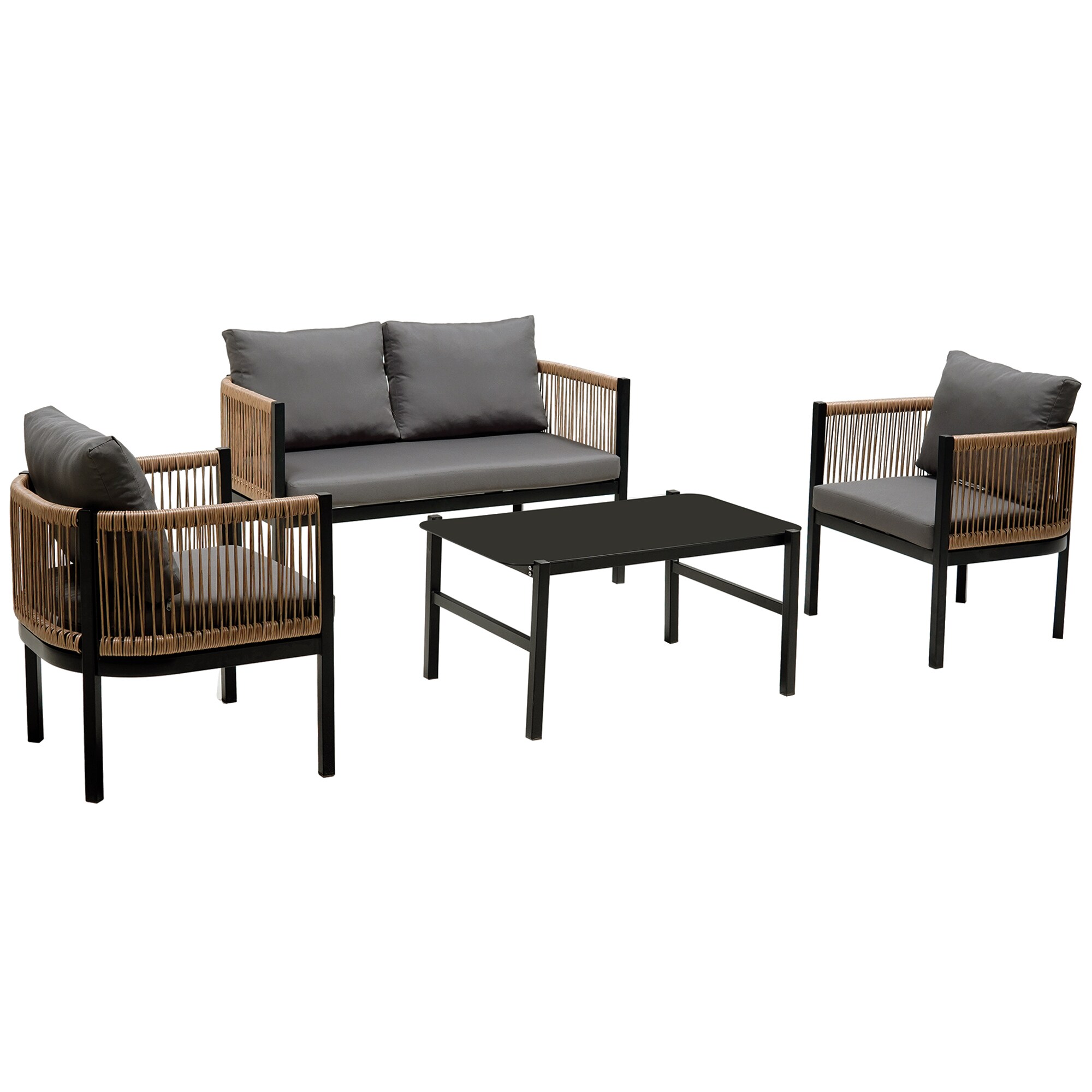 Mondawe MO-US-35AAE 4 -Piece Patio Conversation Set with Gray Cushions